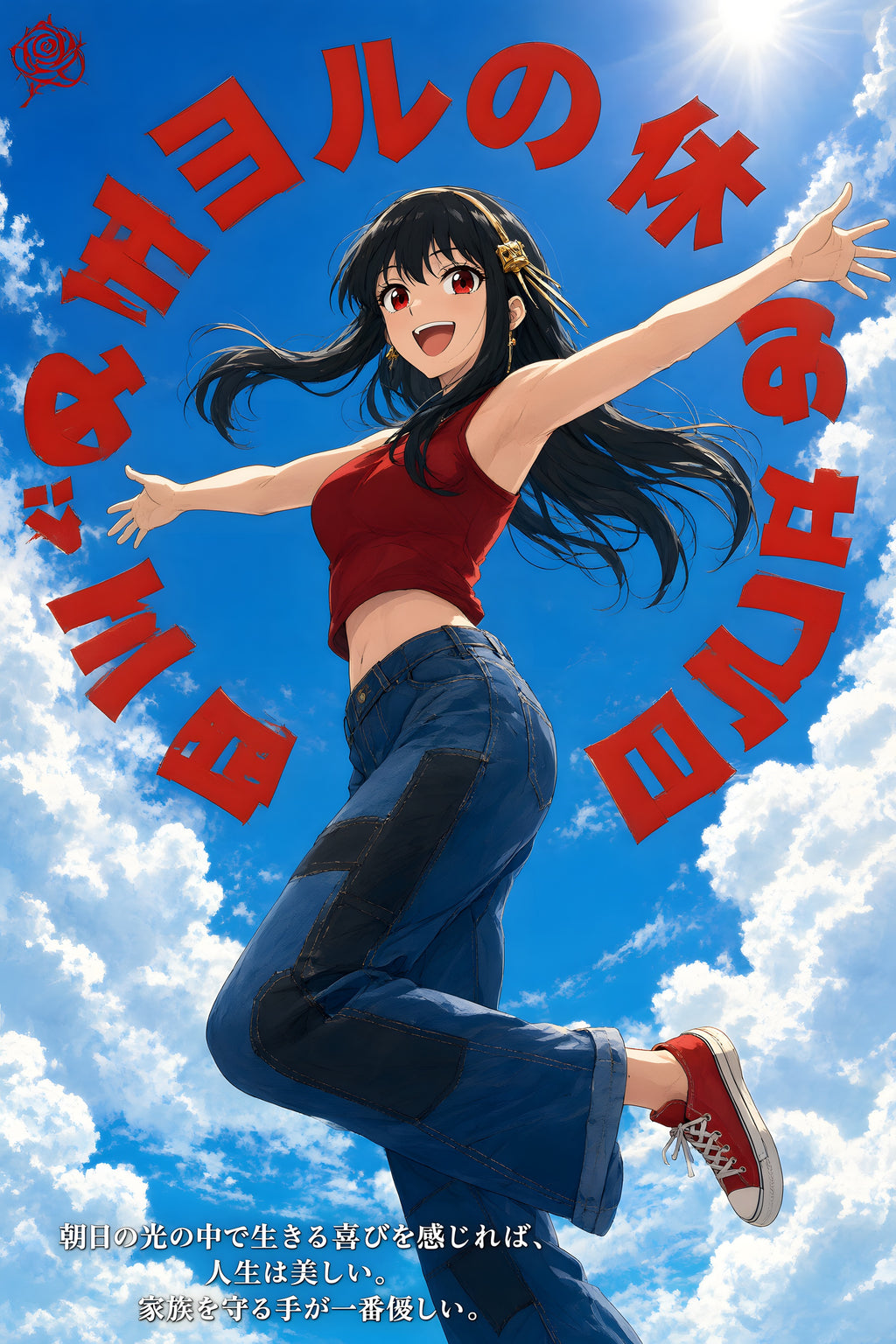 Spy x Family Yor Blue Sky Circle Portrait Anime Poster — raw