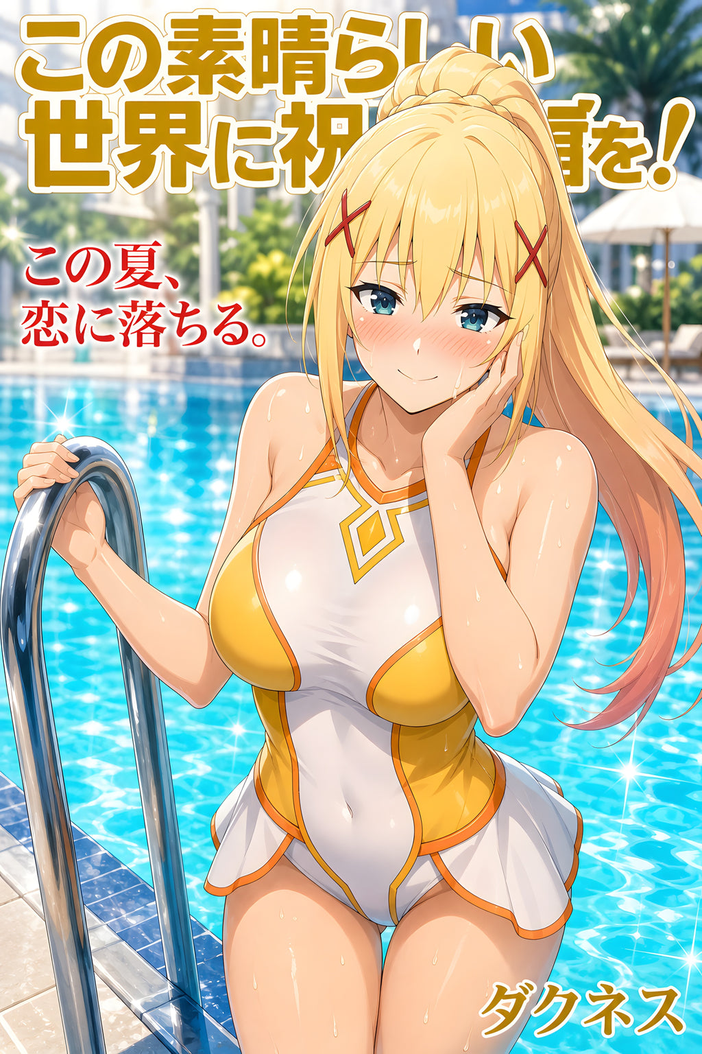 KonoSuba Darkness Golden Pool Summer Anime Poster — raw