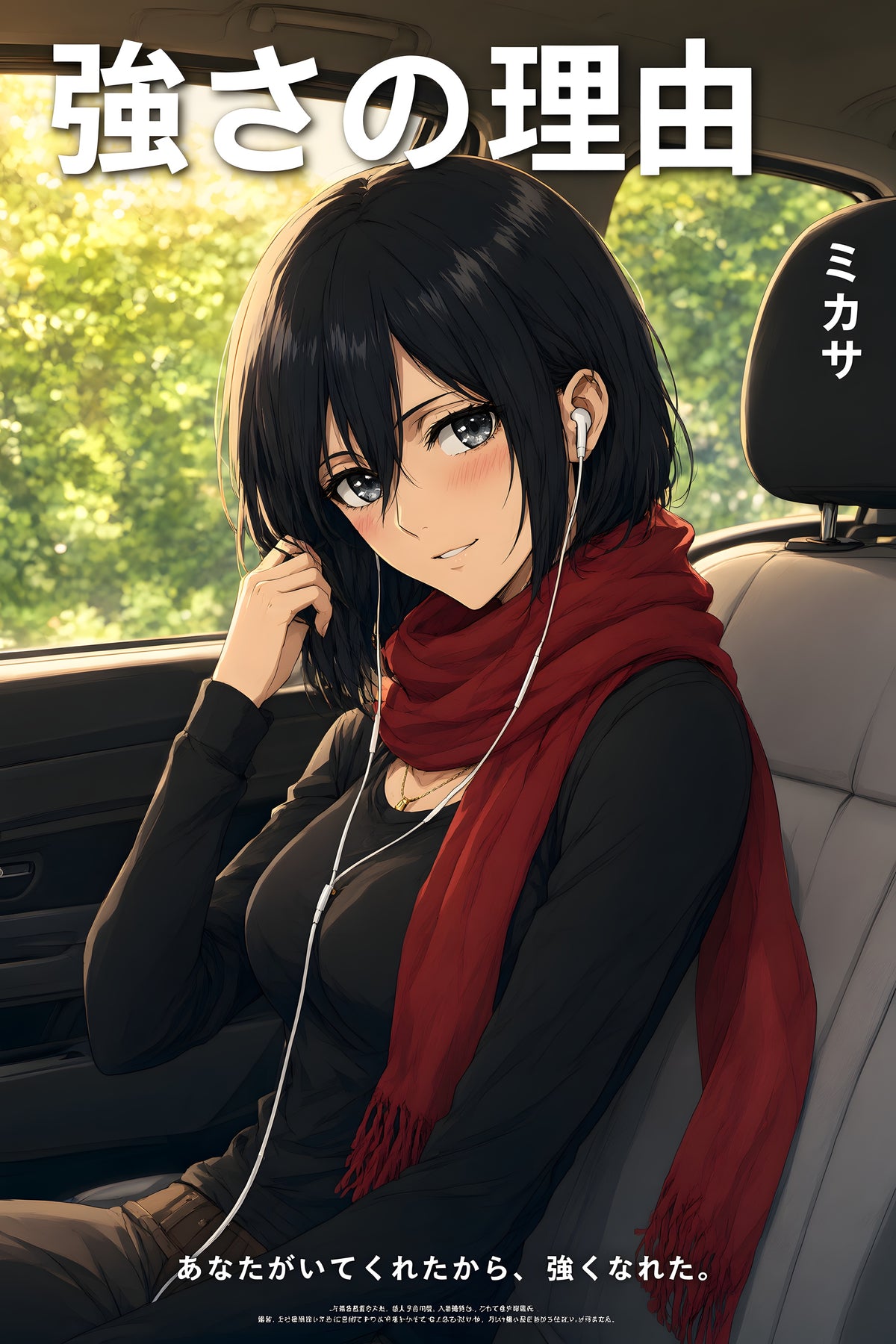 Attack on Titan Mikasa Sunlit Car Seat Anime Poster — raw