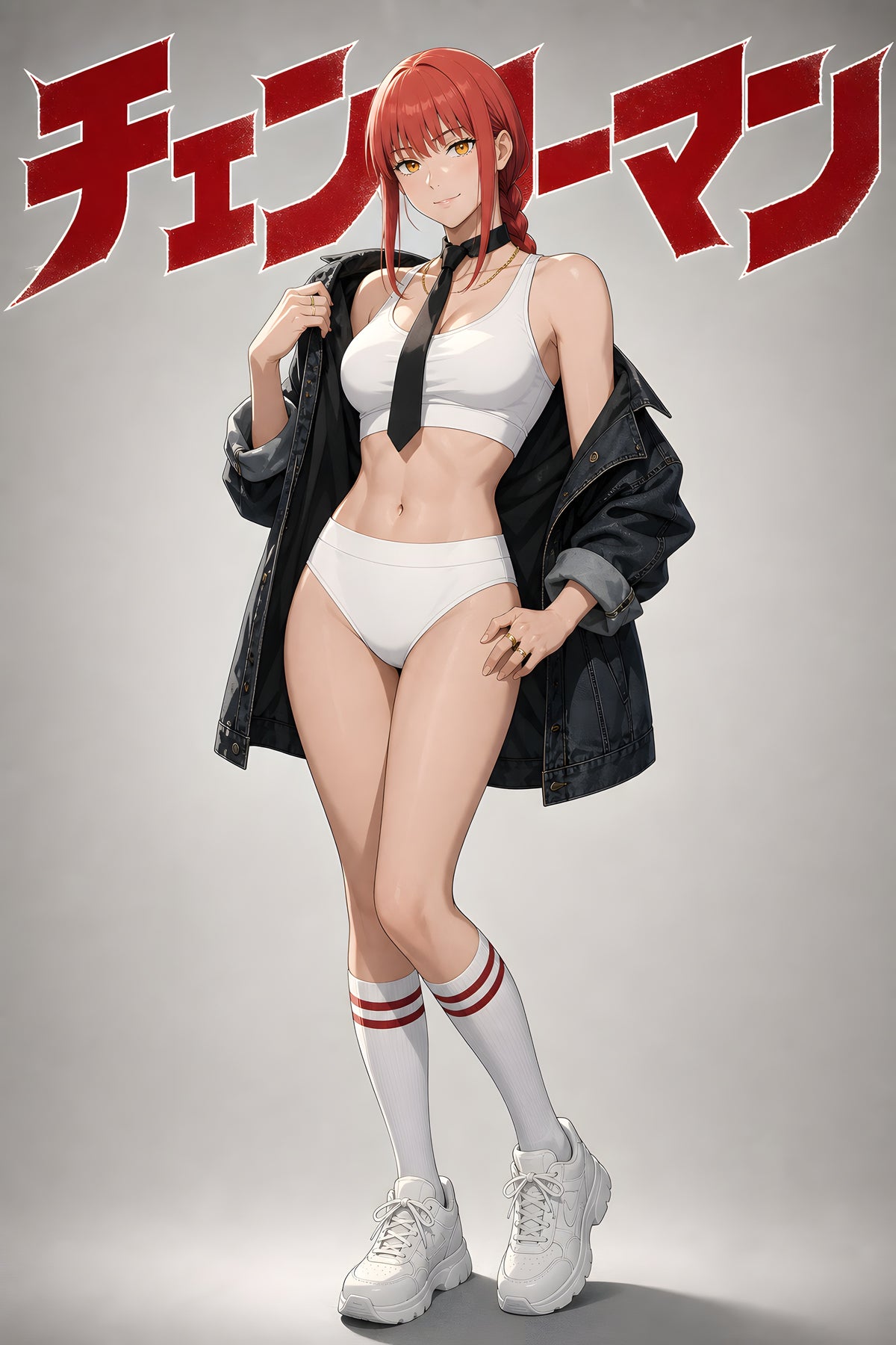 Chainsaw Man Makima White Sportswear Editorial Anime Poster — raw