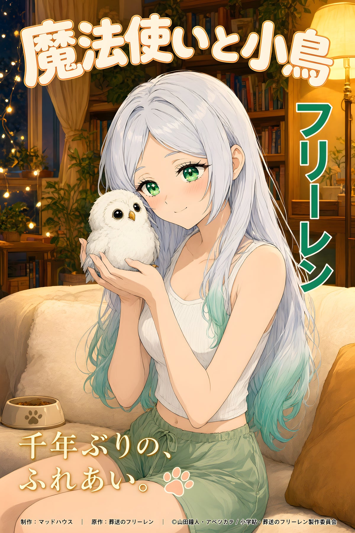 Frieren Cozy Owl Cafe Anime Poster — raw