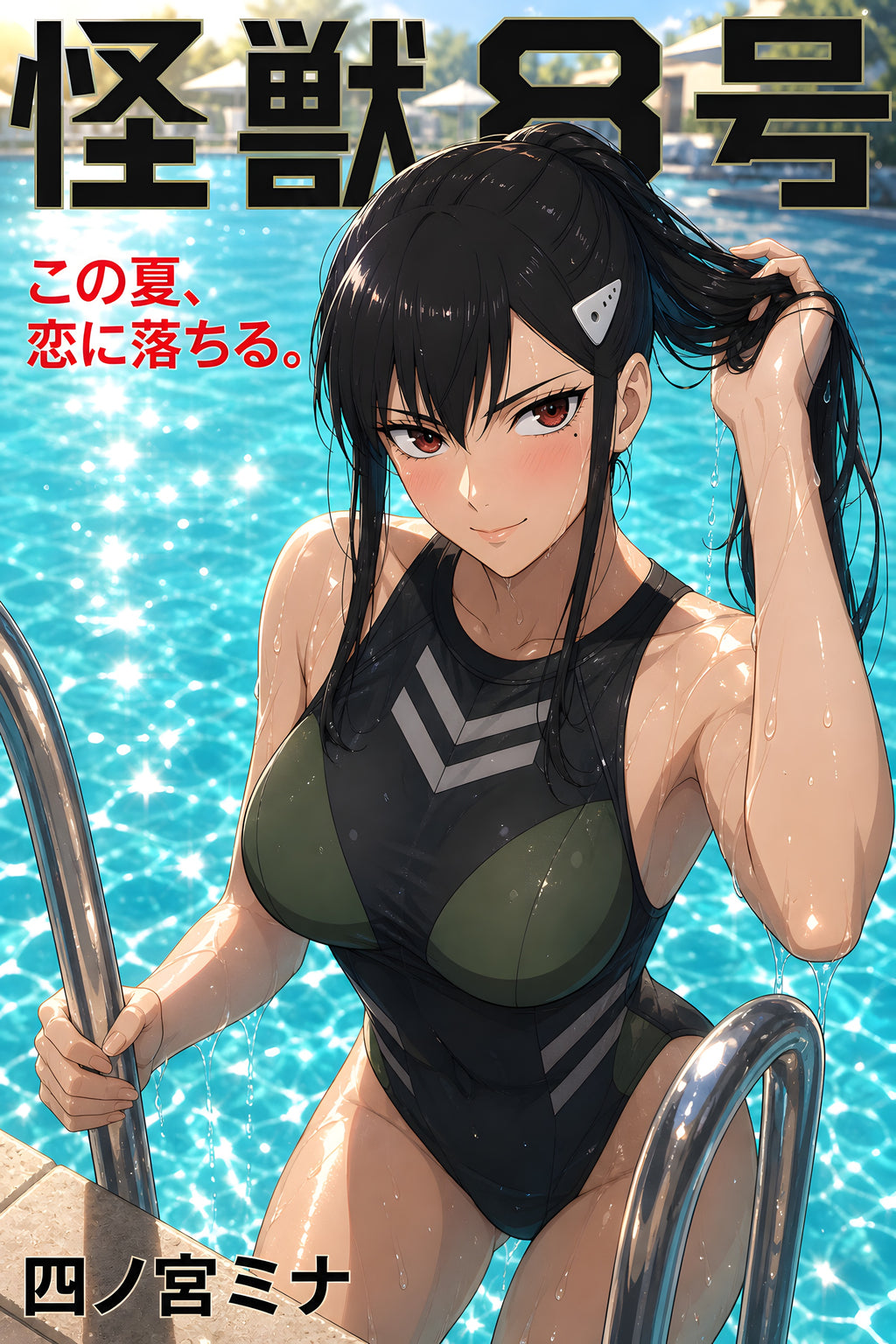 Kaiju No. 8 Mina Ashiro Poolside Tactical Swimwear Anime Poster — raw