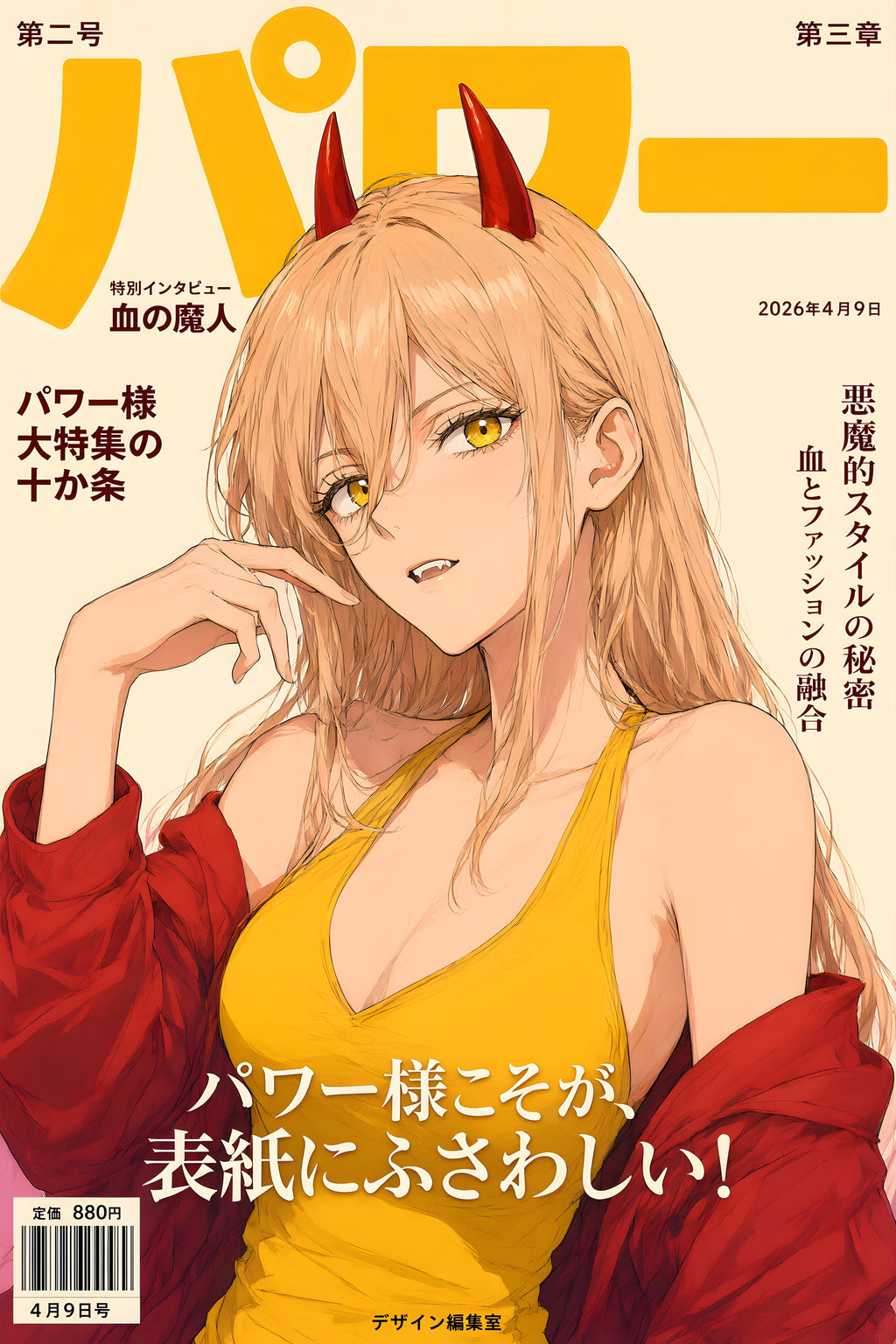 Chainsaw Man Power Yellow Cover Portrait Anime Poster — raw