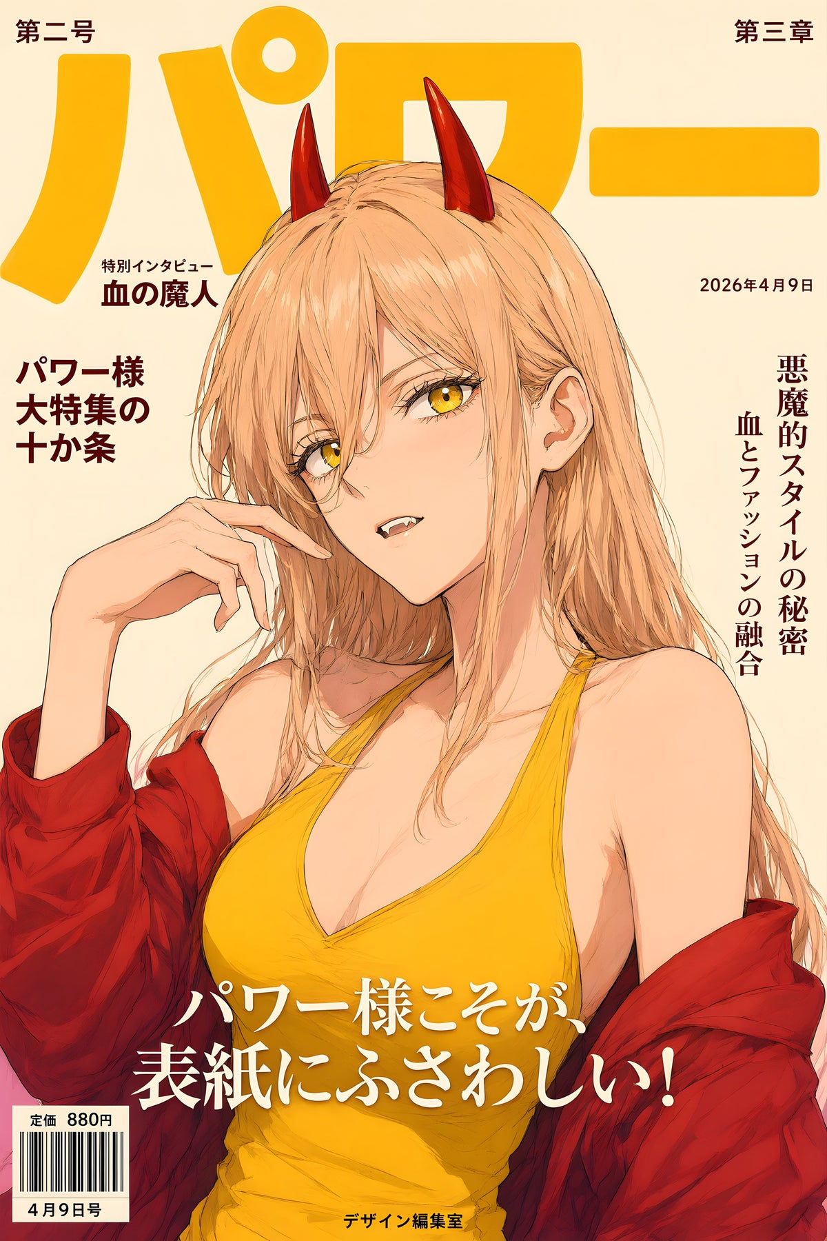 Chainsaw Man Power Yellow Cover Portrait Anime Poster — raw