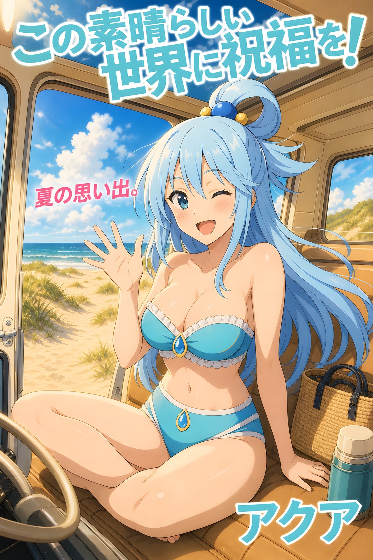 KonoSuba Aqua Beach Camper Summer Anime Poster — raw