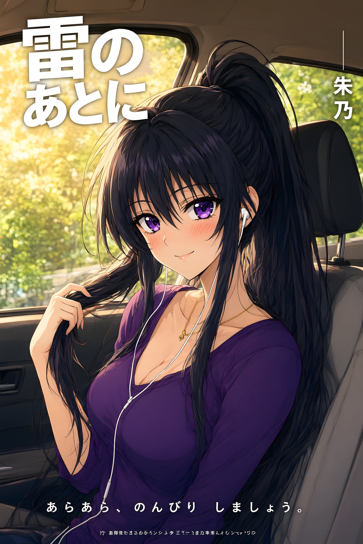 High School DxD Akeno Purple Road Trip Portrait Anime Poster — raw