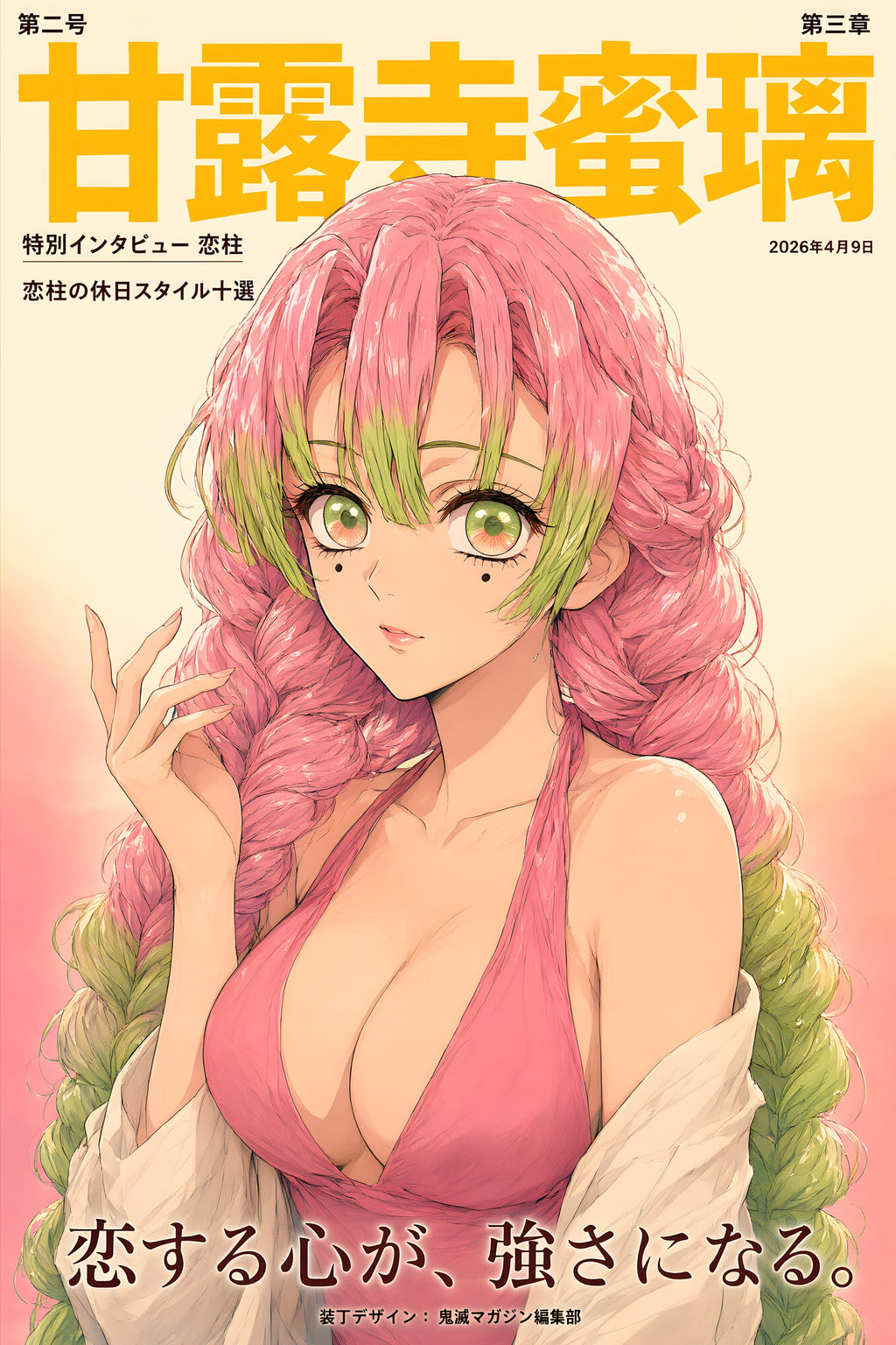 Demon Slayer Mitsuri Pink Magazine Portrait Anime Poster — raw