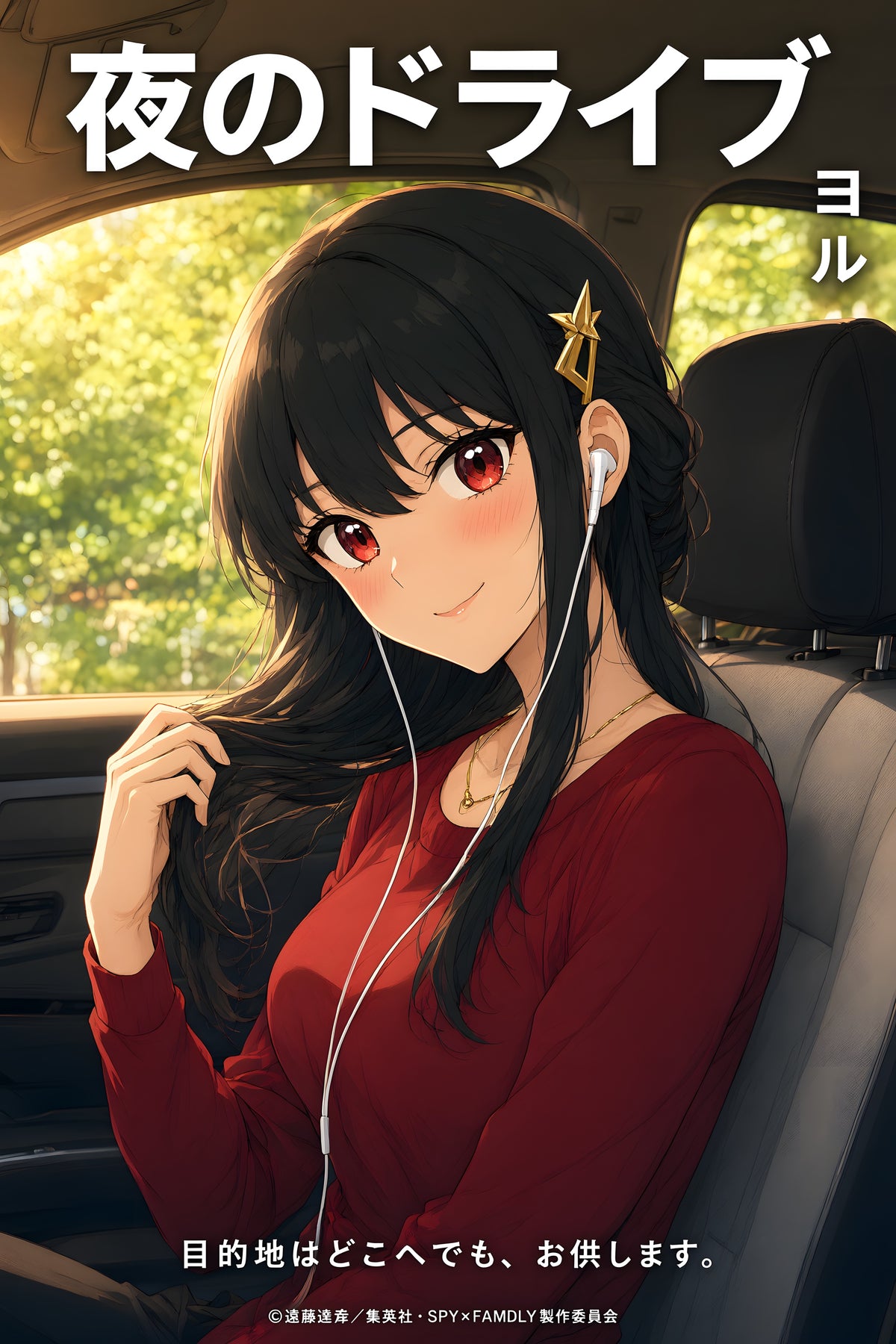 Spy x Family Yor Road Trip Earbuds Anime Poster — raw