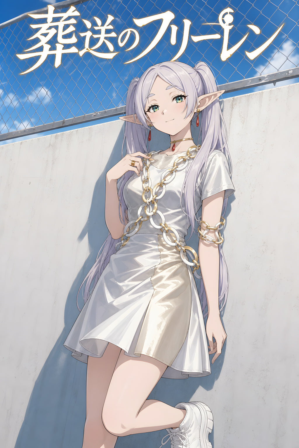 Frieren Silver Chain Dress Anime Poster — raw