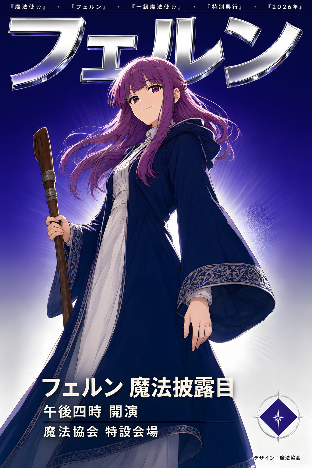 Frieren Fern Silver Robe Portrait Anime Poster — raw