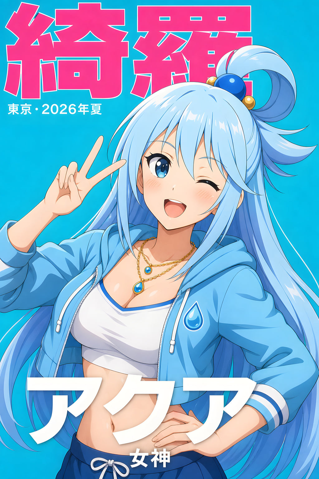 KonoSuba Aqua Blue Jacket Portrait Anime Poster — raw