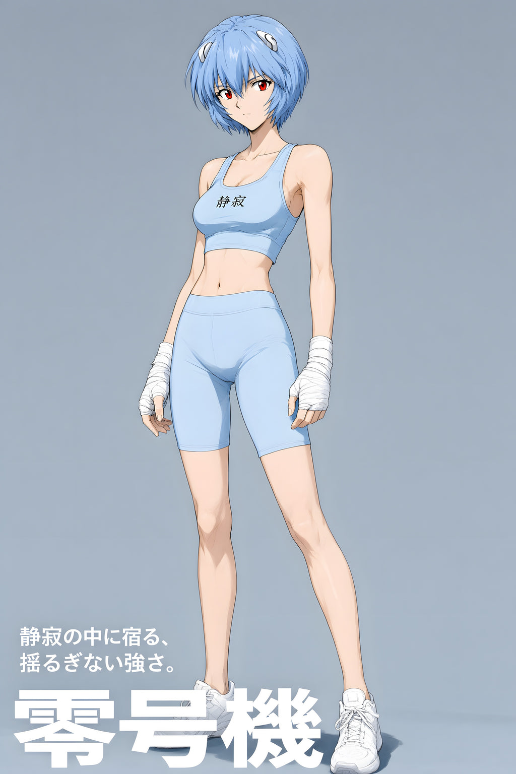 Evangelion Rei Blue Athletic Portrait Anime Poster — raw