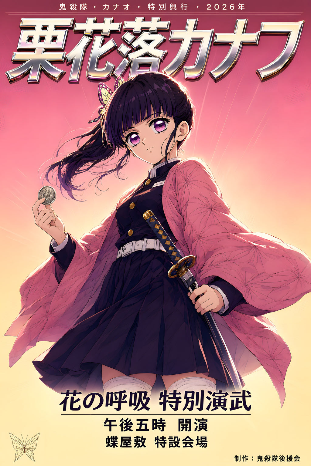 Demon Slayer Kanao Tsuyuri Sword Portrait Anime Poster — raw