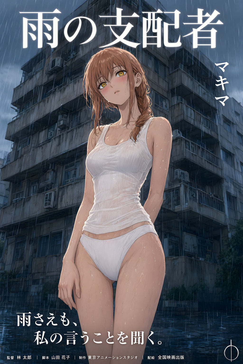 Chainsaw Man Makima Rain Portrait Anime Poster — raw