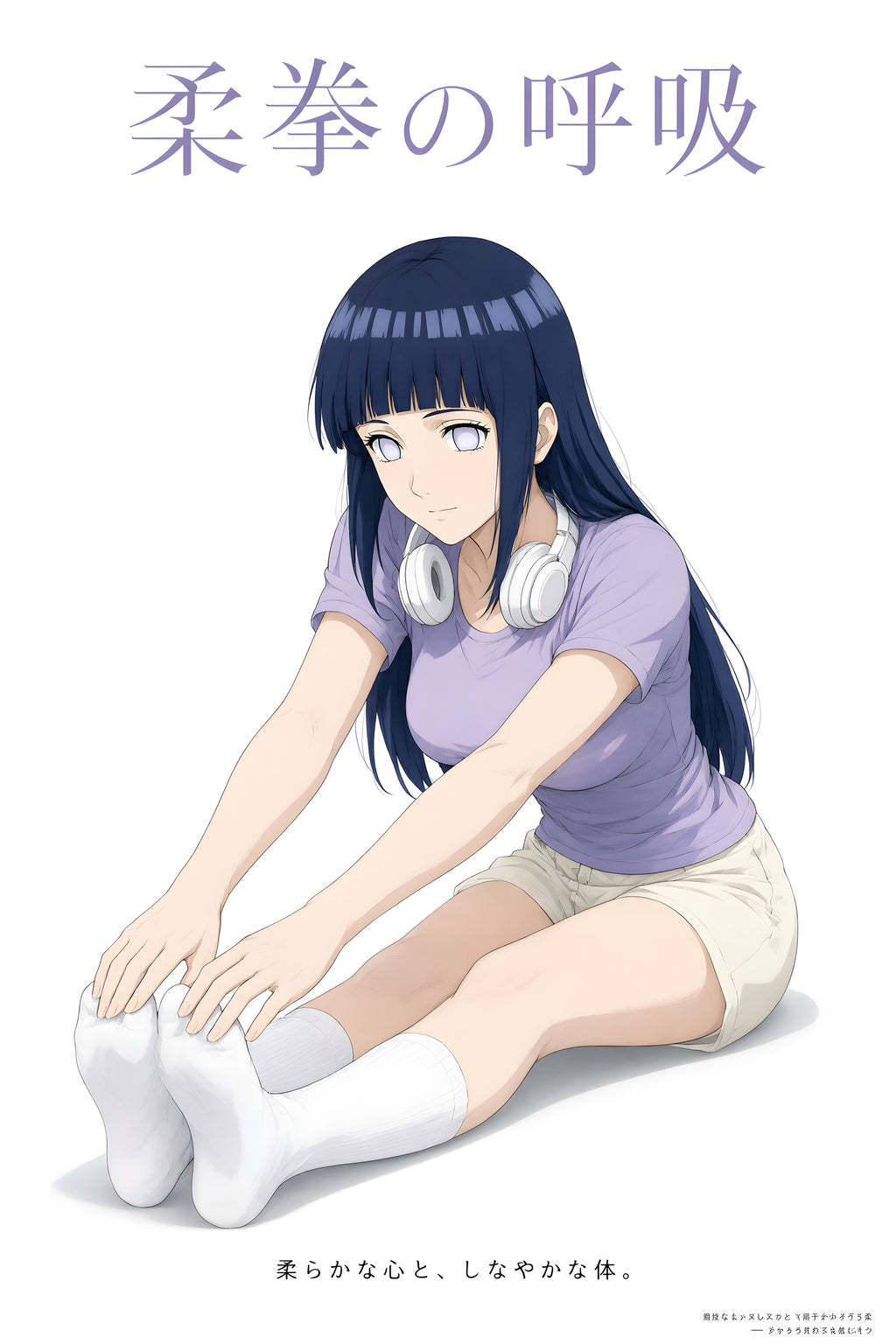 Naruto Hinata Lavender Seated Stretch Anime Poster — raw