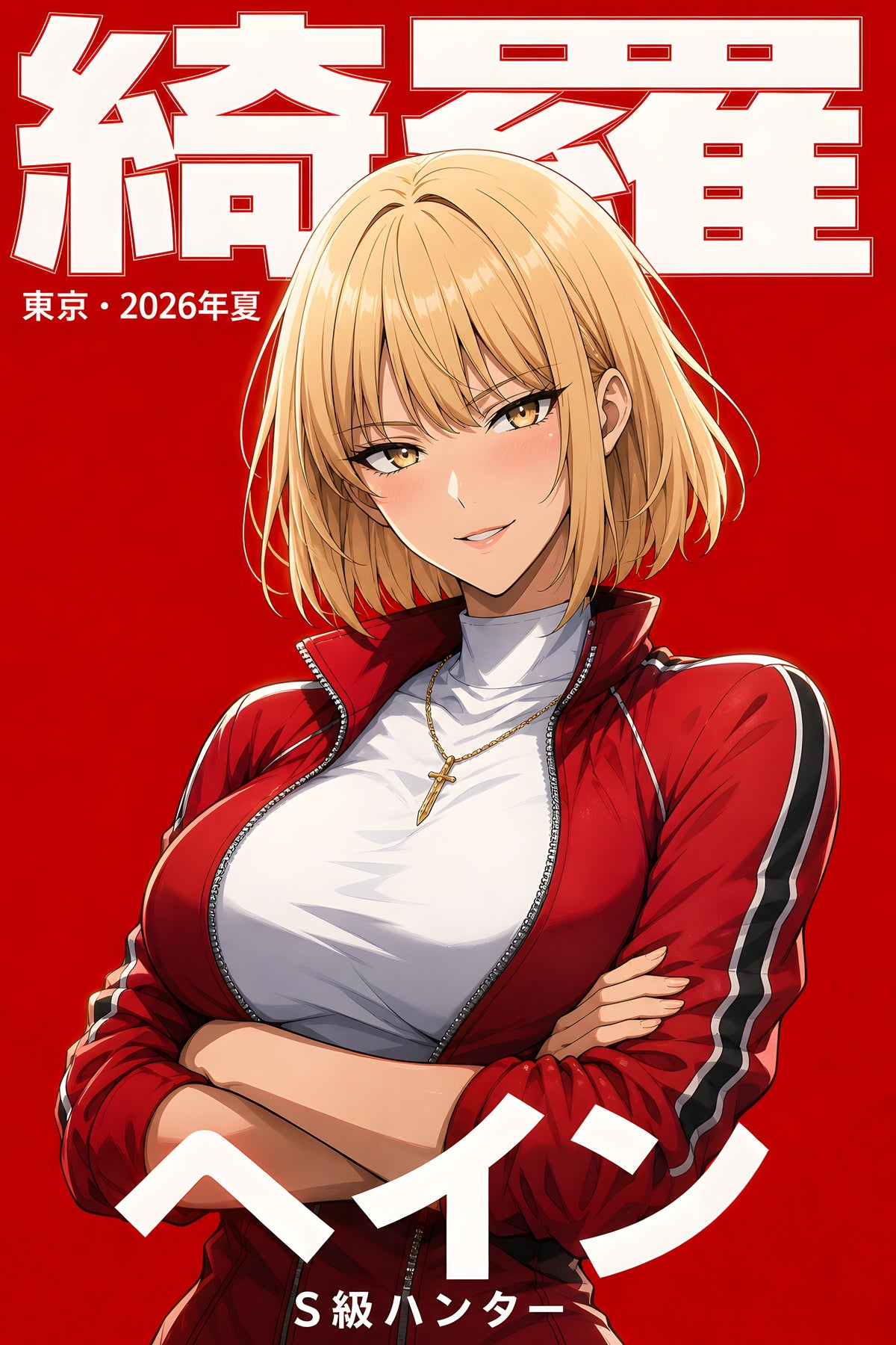 Solo Leveling Cha Hae-In Red Jacket Portrait Anime Poster — raw