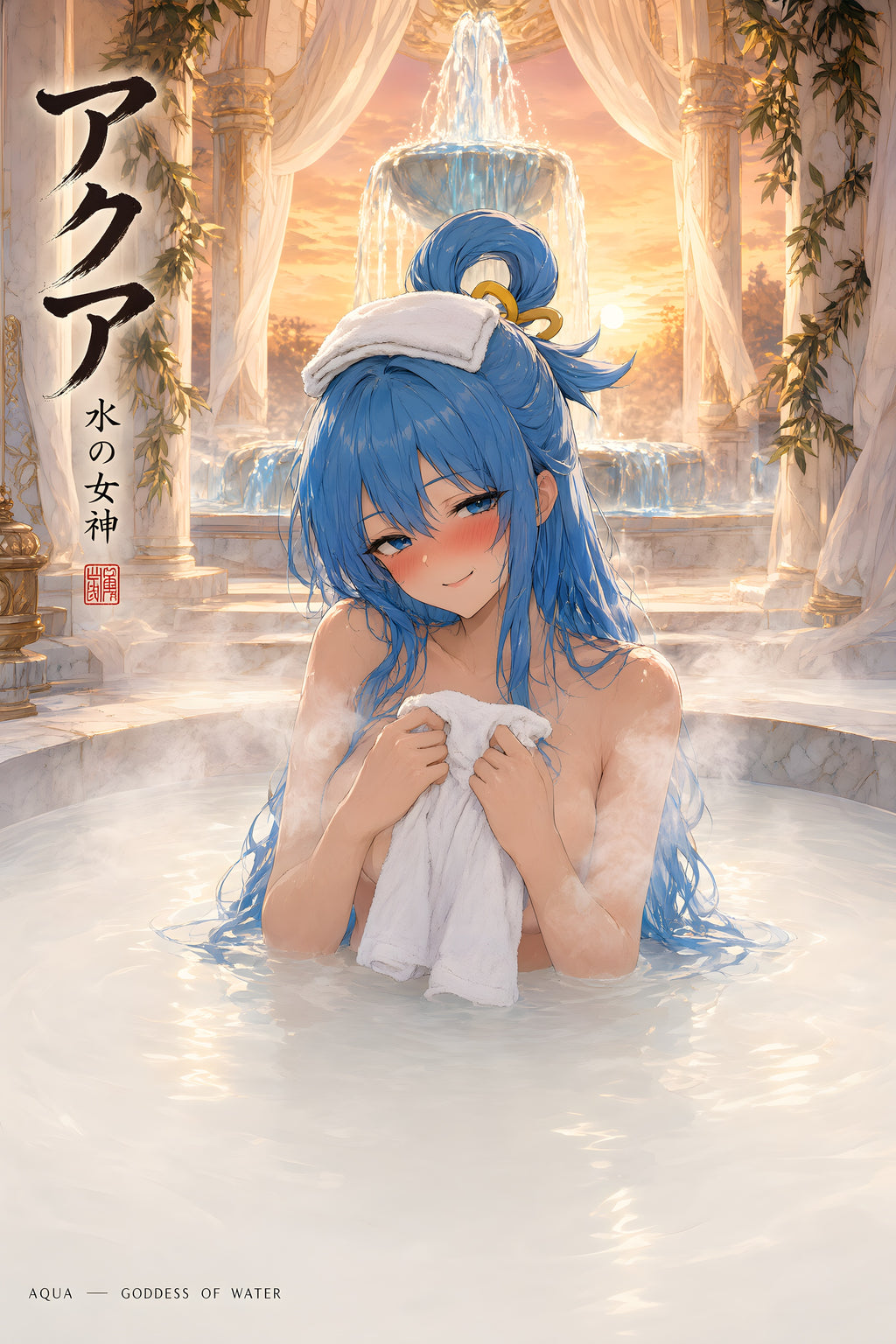 KonoSuba Aqua Golden Onsen Anime Poster — raw