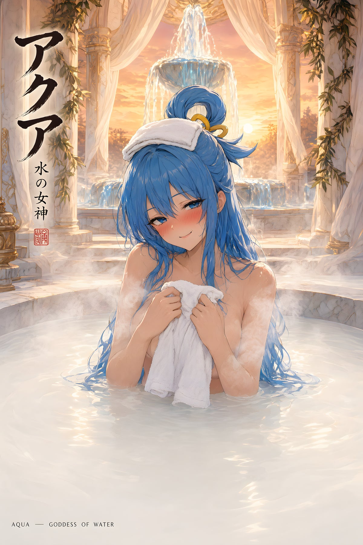 KonoSuba Aqua Golden Onsen Anime Poster — raw