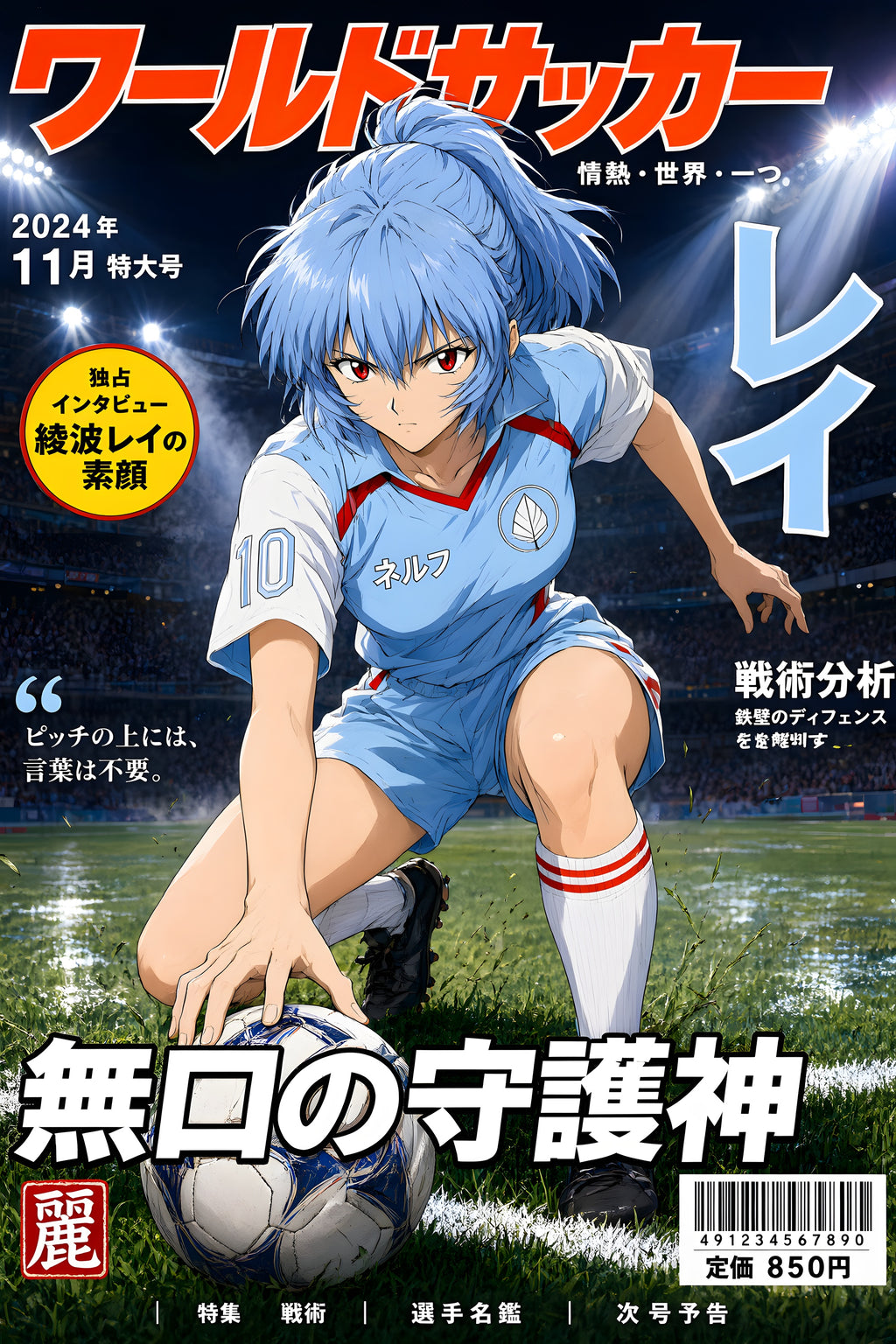 Evangelion Rei Football Cover Anime Poster — raw