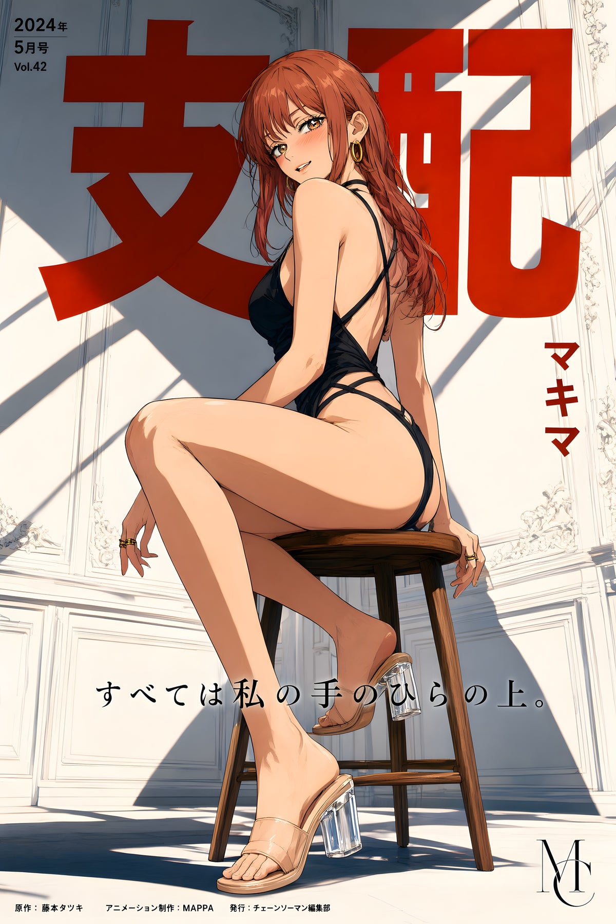 Chainsaw Man Makima Black Studio Stool Anime Poster — raw