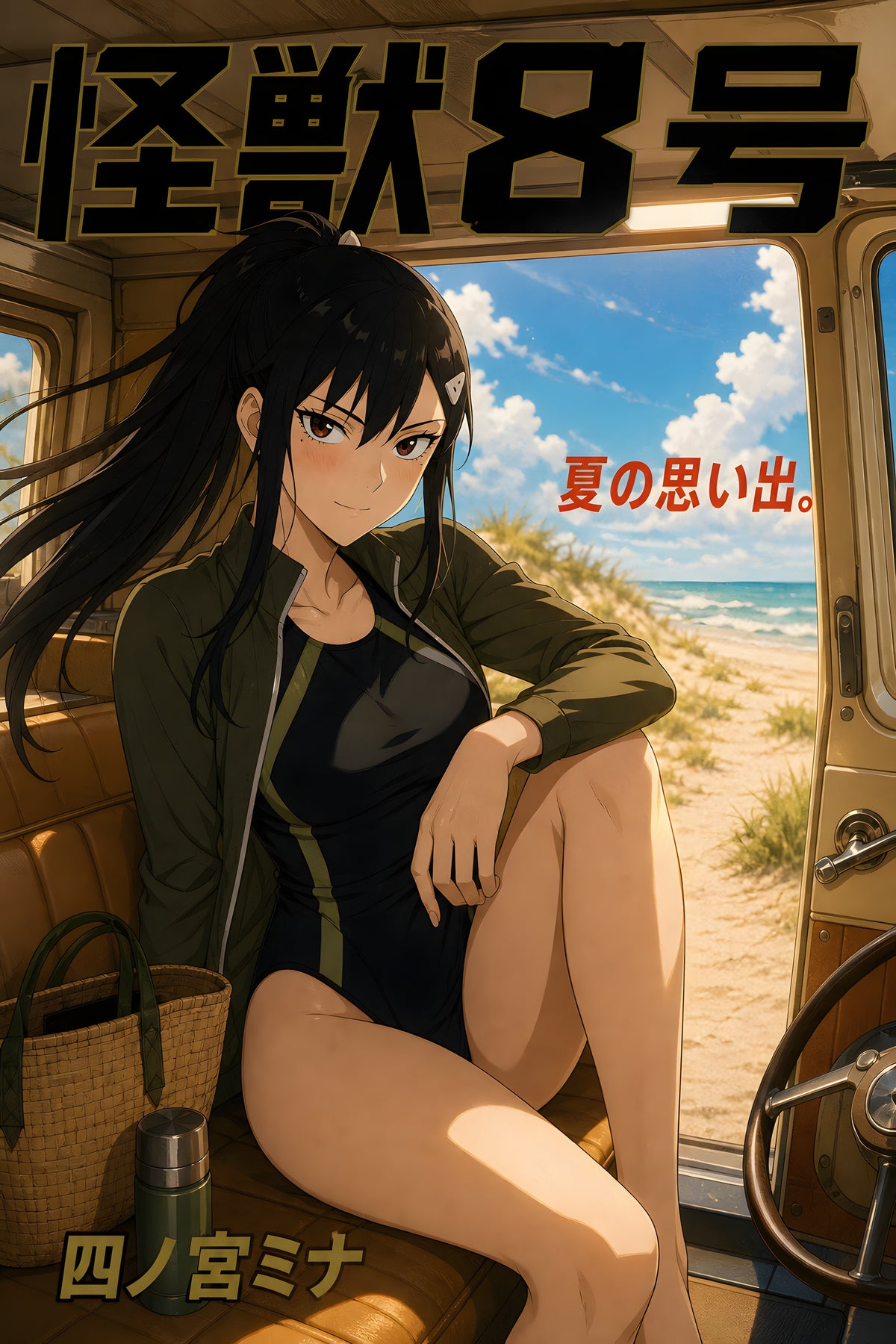 Kaiju No. 8 Mina Ashiro Sunlit Train Window Anime Poster — raw