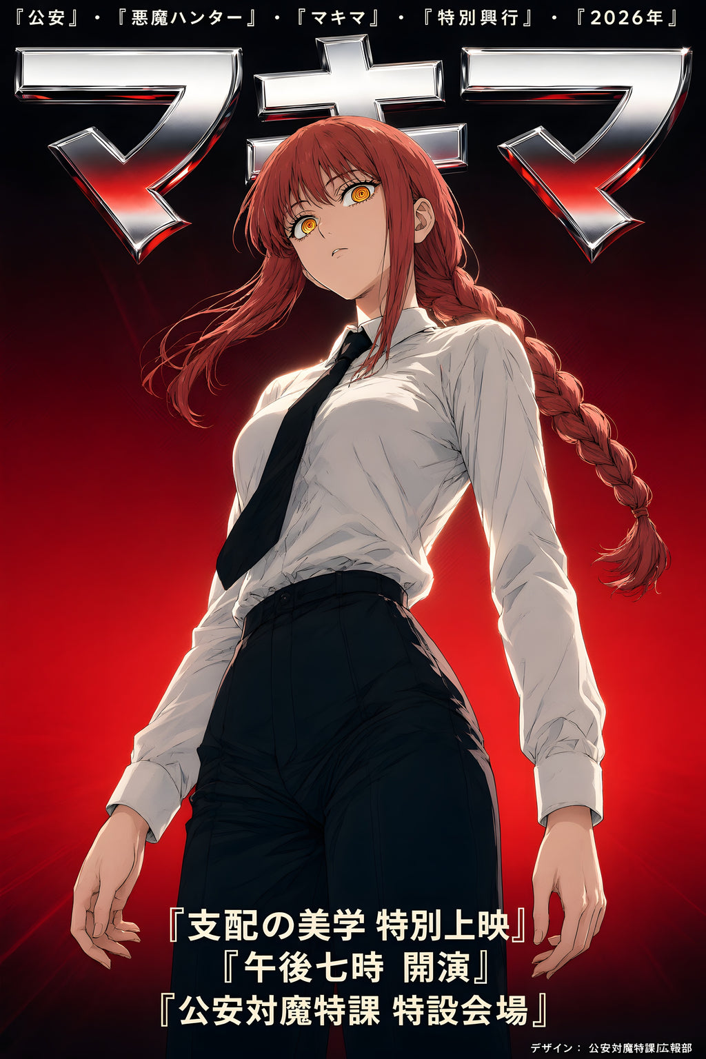 Chainsaw Man Makima Red Chrome Magazine Portrait Anime Poster — raw