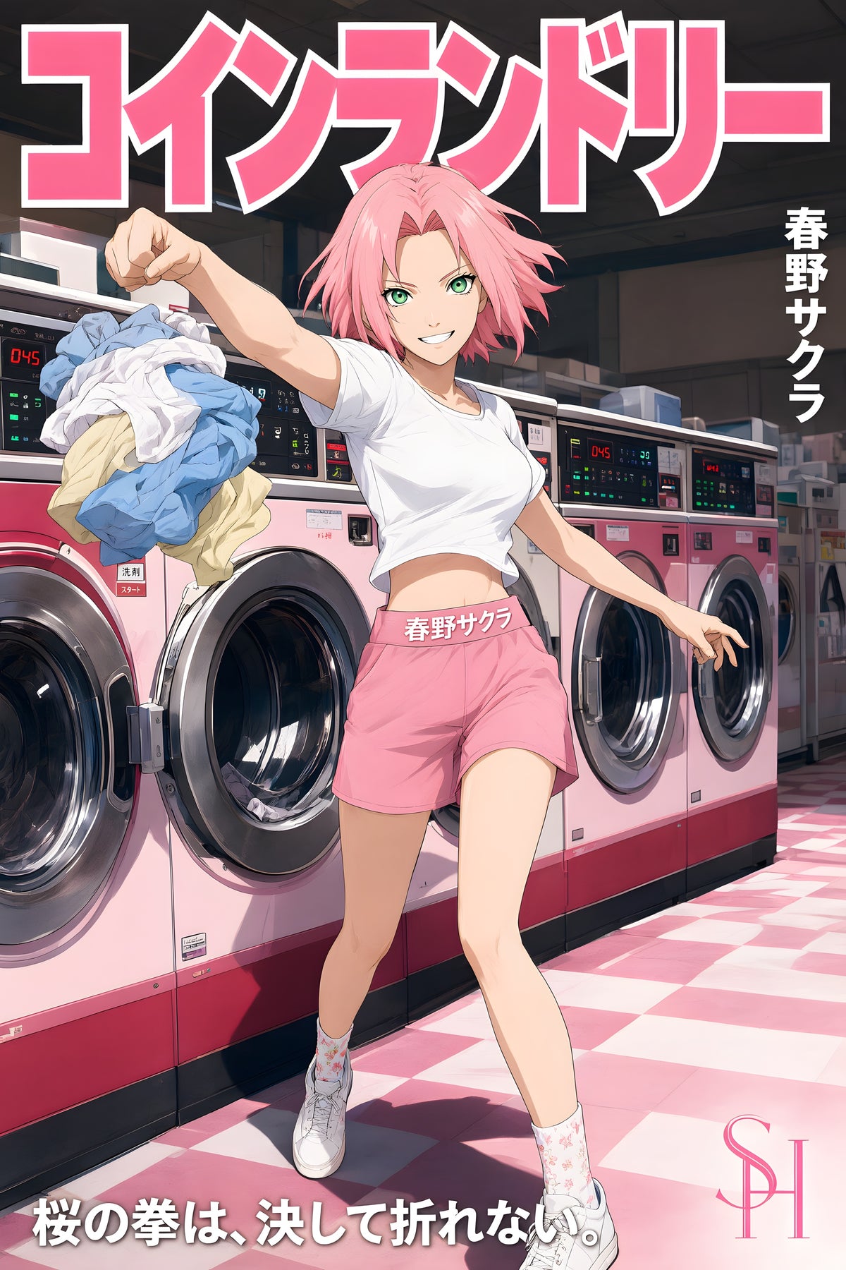Naruto Sakura Pink Laundry Day Anime Poster — raw