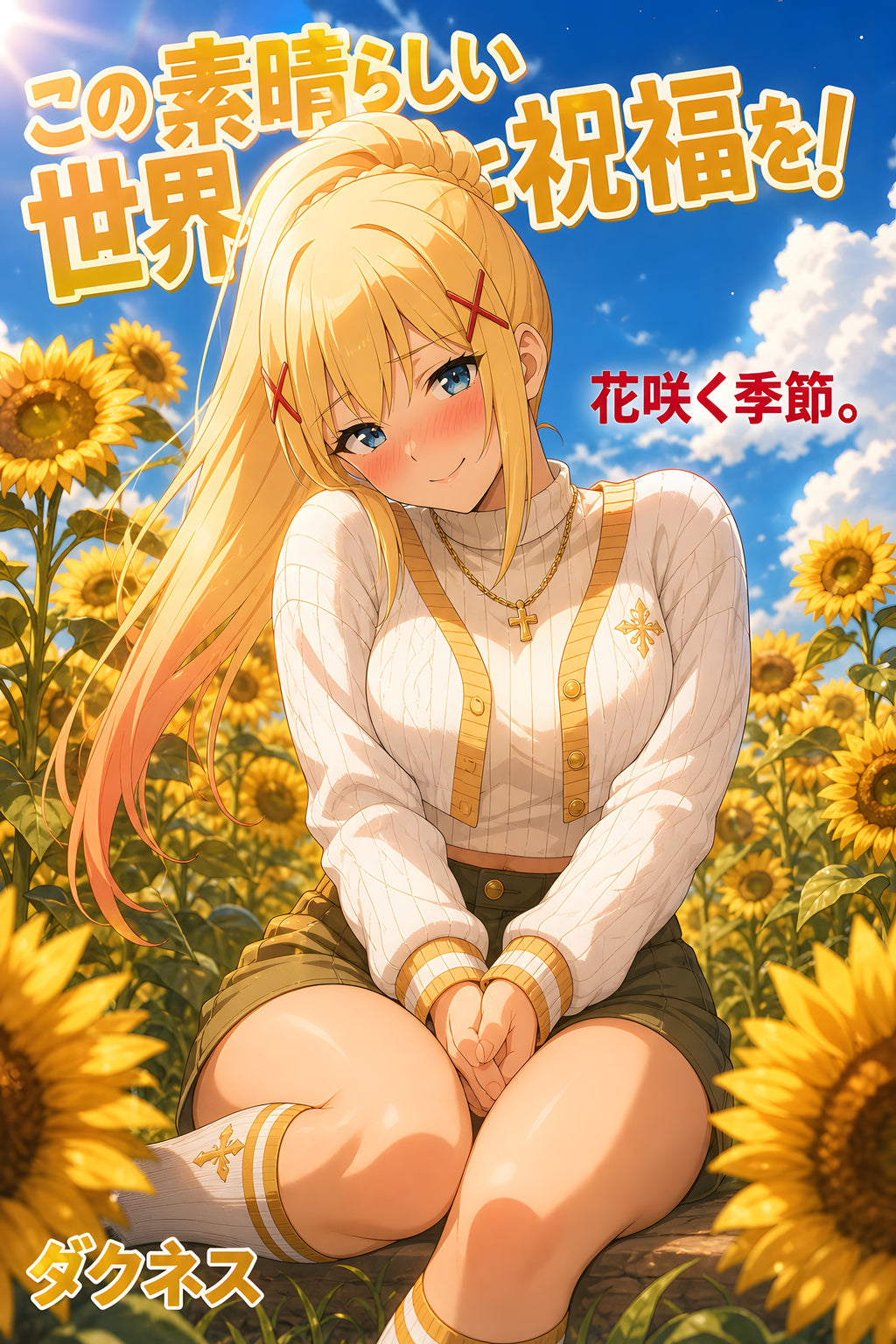 KonoSuba Darkness Sunflower Garden Anime Poster — raw