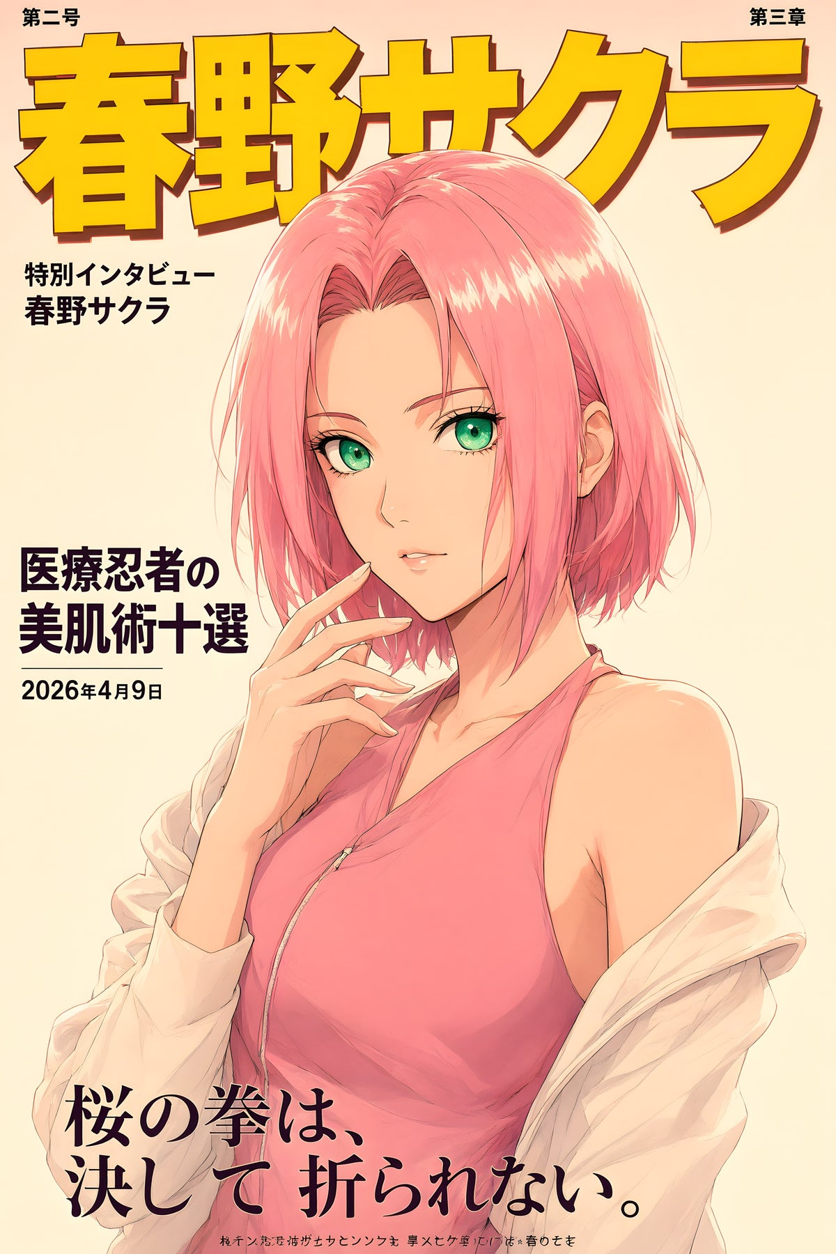 Naruto Sakura Pink Magazine Cover Anime Poster — raw