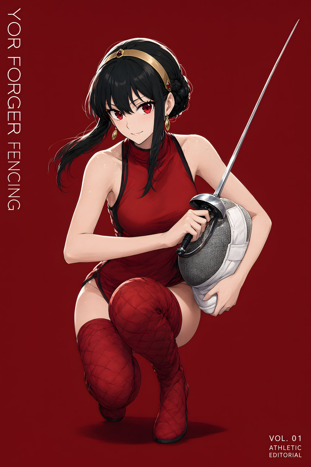 Spy x Family Yor Crimson Fencing Portrait Anime Poster — raw