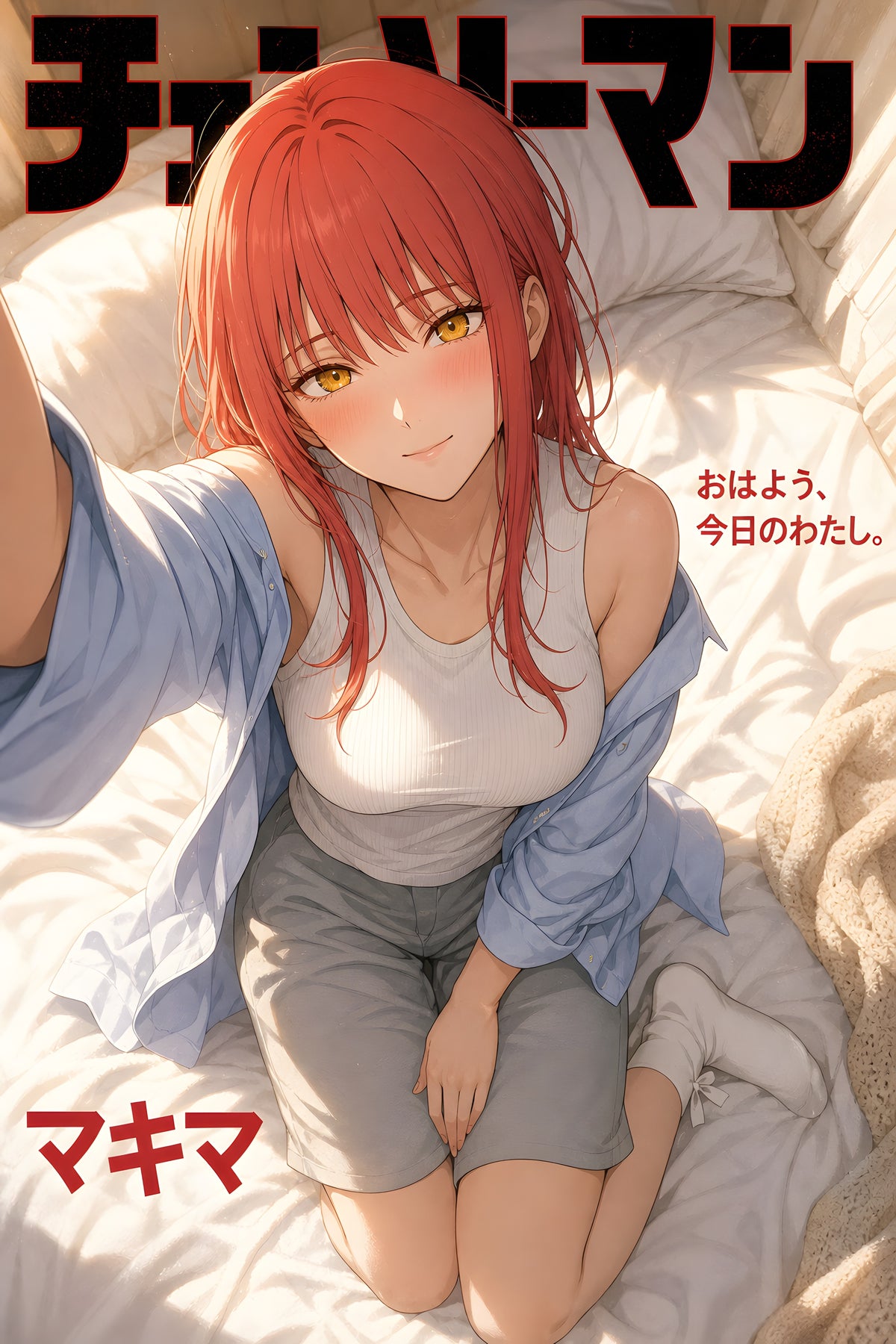 Chainsaw Man Makima Morning Selfie Anime Poster — raw
