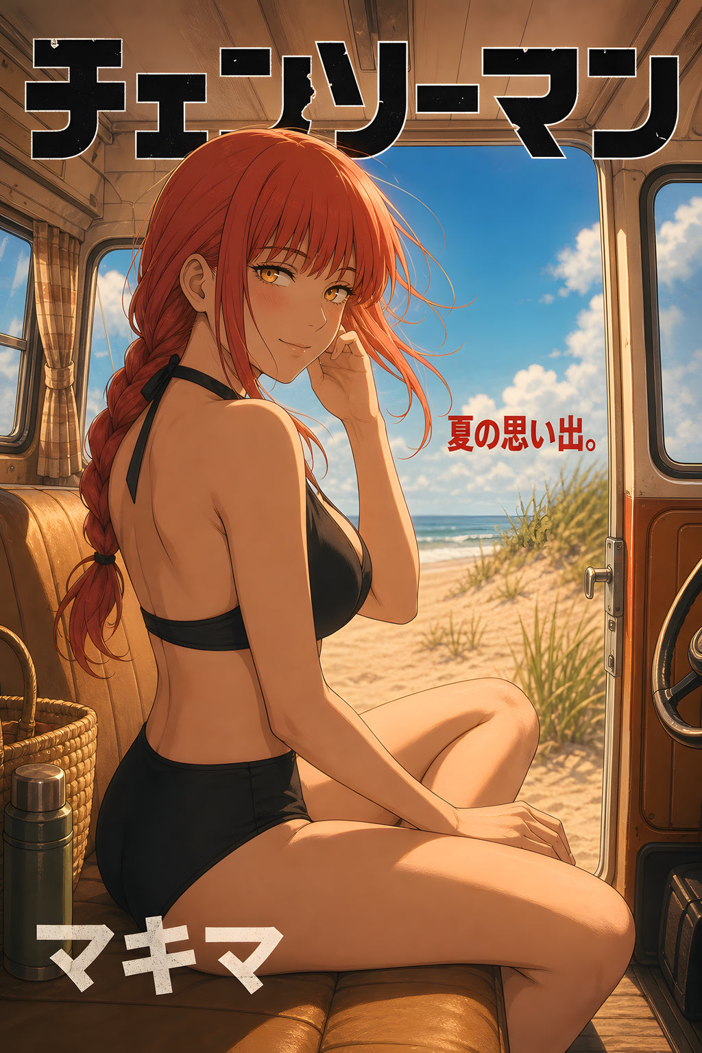 Chainsaw Man Makima Sunlit Train Window Anime Poster — raw
