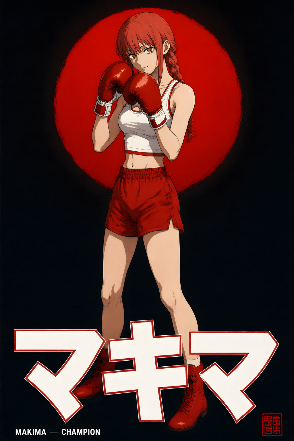 Chainsaw Man Makima Retro Boxing Portrait Anime Poster — raw