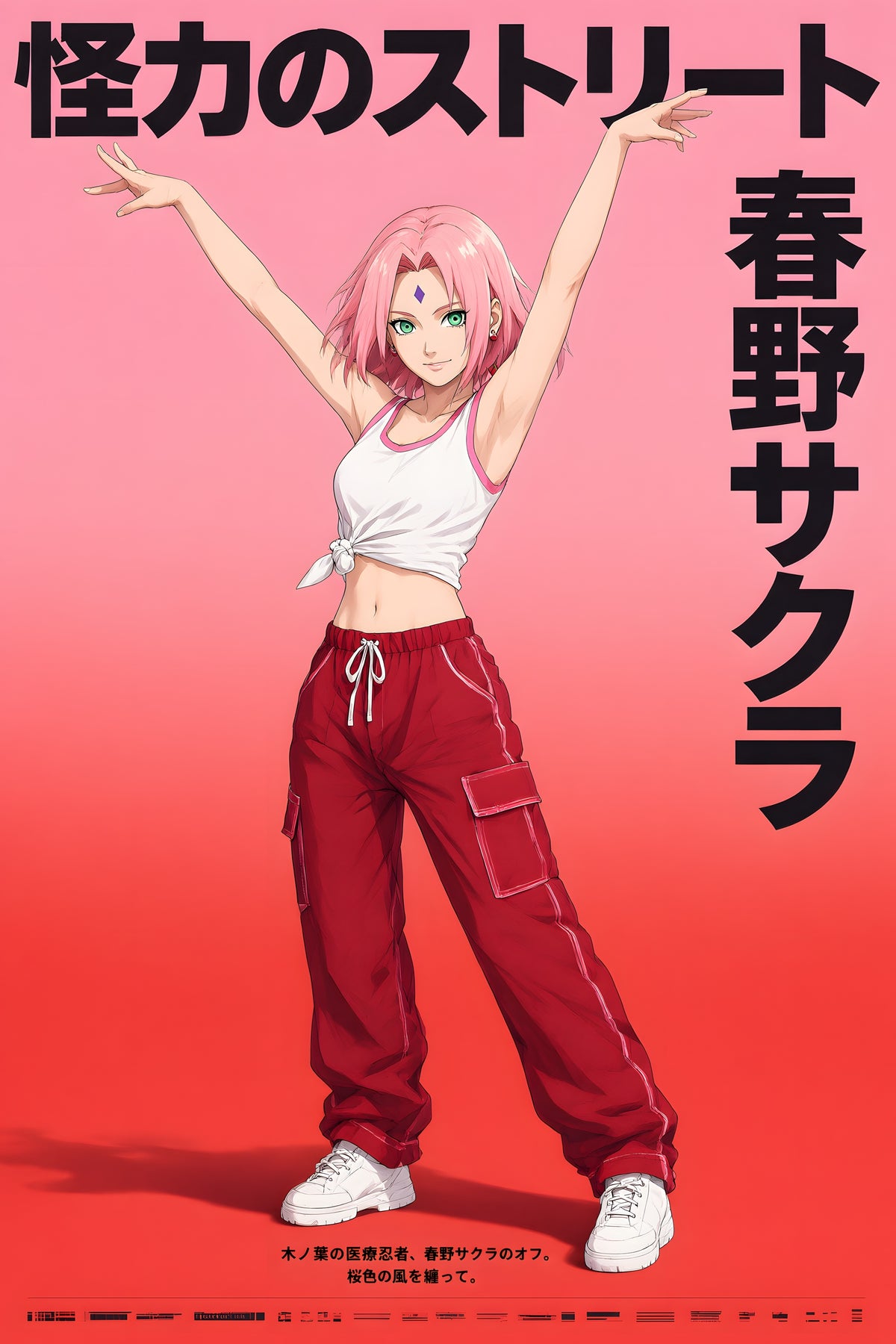 Naruto Sakura Red Streetwear Anime Poster — raw