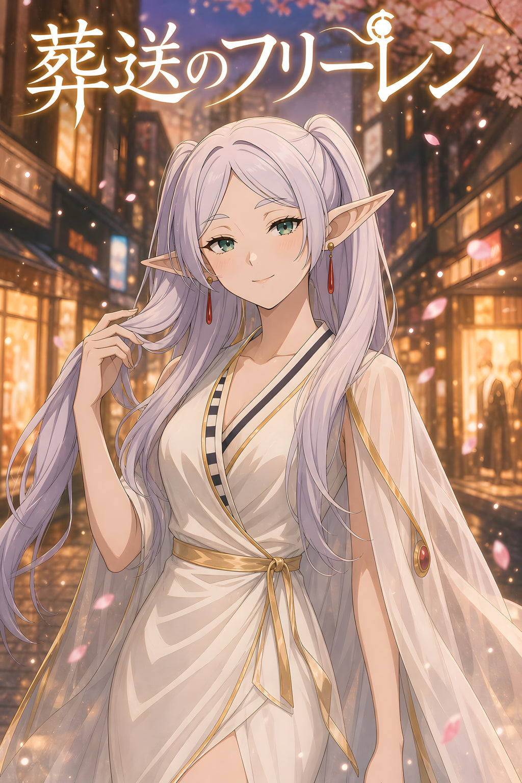 Frieren Golden City Fashion Anime Poster — raw