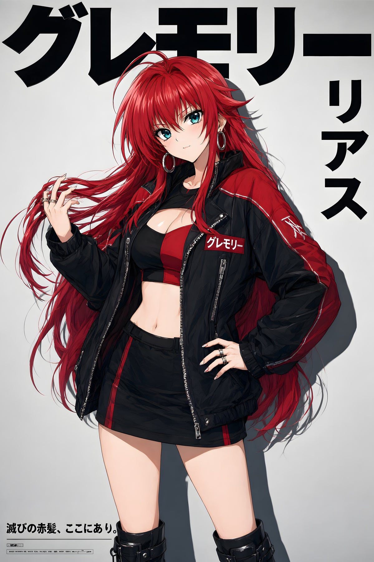 High School DxD Rias Red Biker Jacket Anime Poster — raw