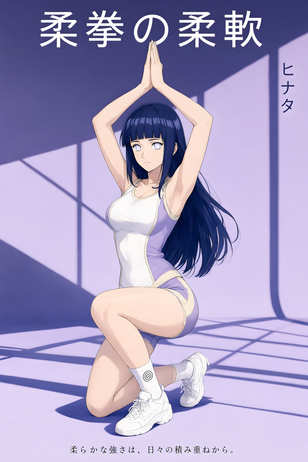 Naruto Hinata Lavender Kneeling Stretch Anime Poster — raw