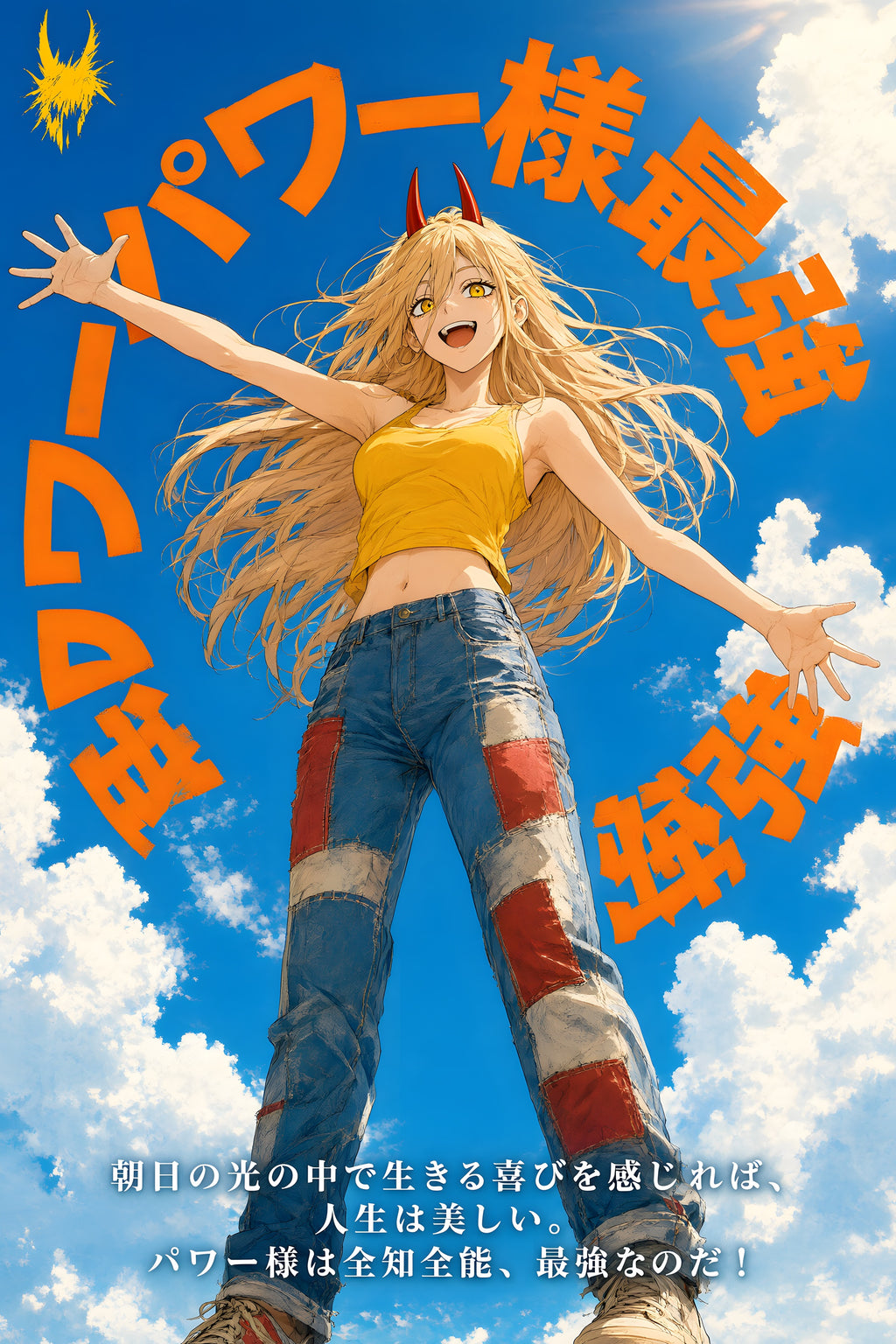 Chainsaw Man Power Blue Sky Portrait Anime Poster — raw