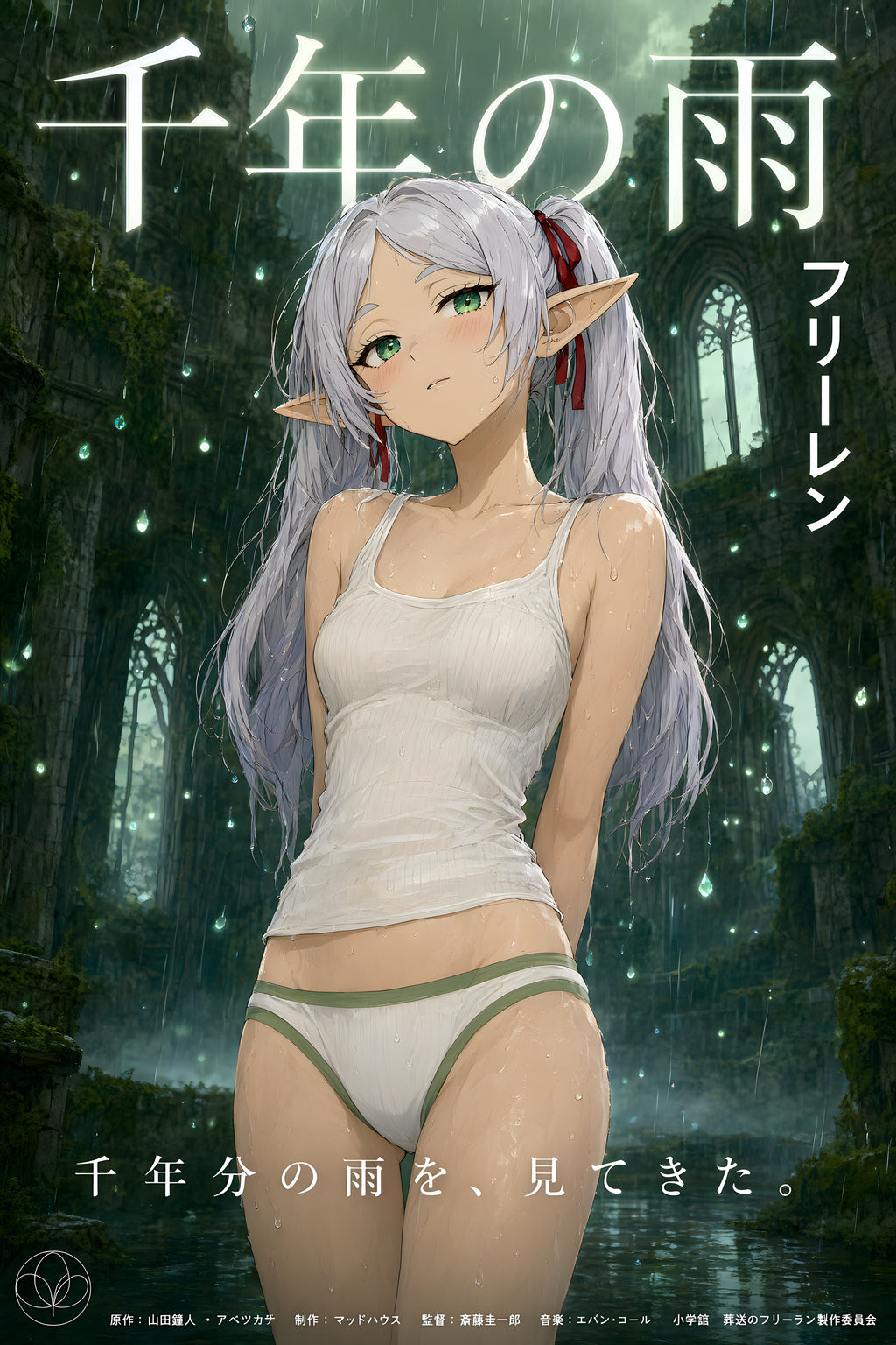Frieren Rain Portrait Anime Poster — raw