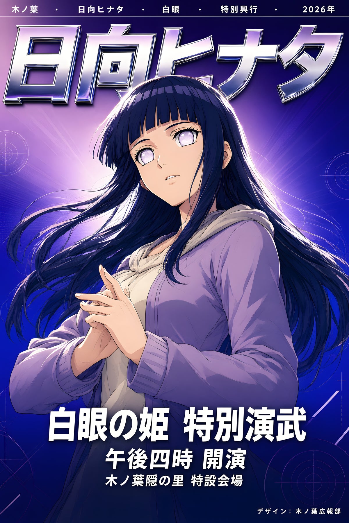 Naruto Hinata Purple Chrome Portrait Anime Poster — raw