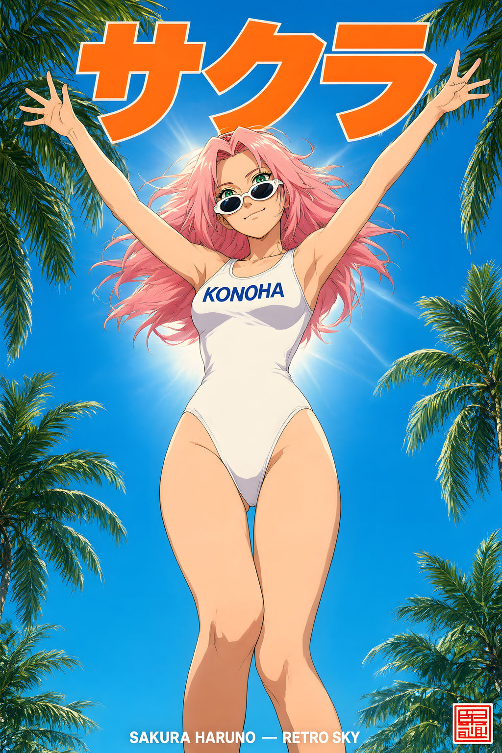 Naruto Sakura Retro Sky Anime Poster — raw