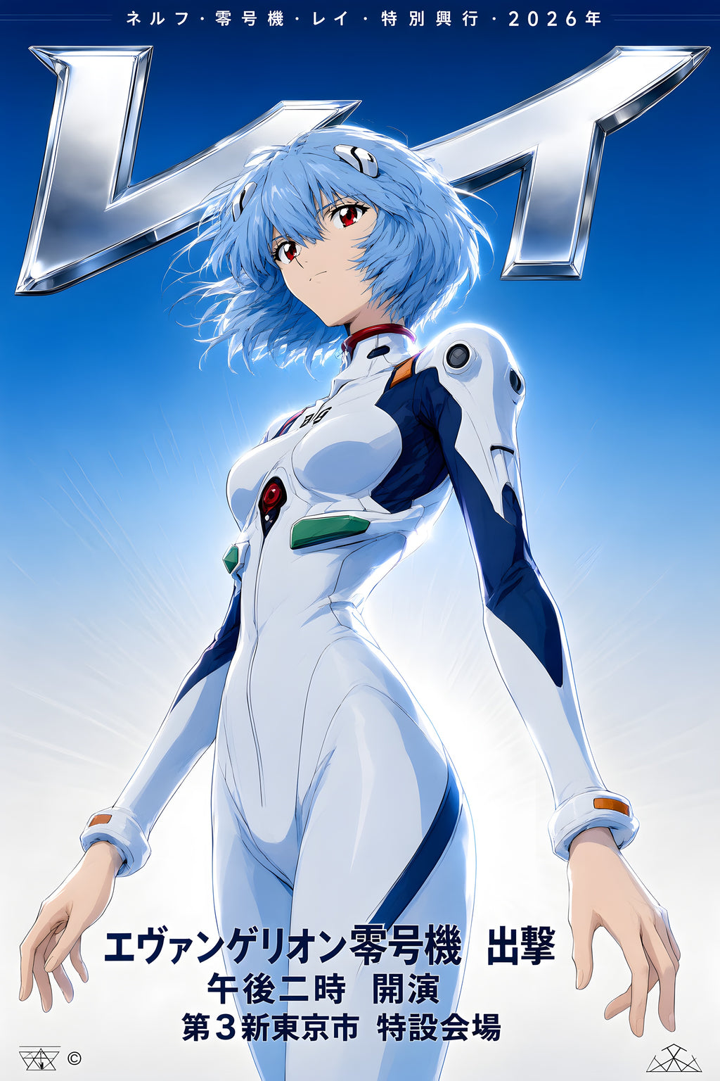 Evangelion Rei White Plugsuit Portrait Anime Poster — raw