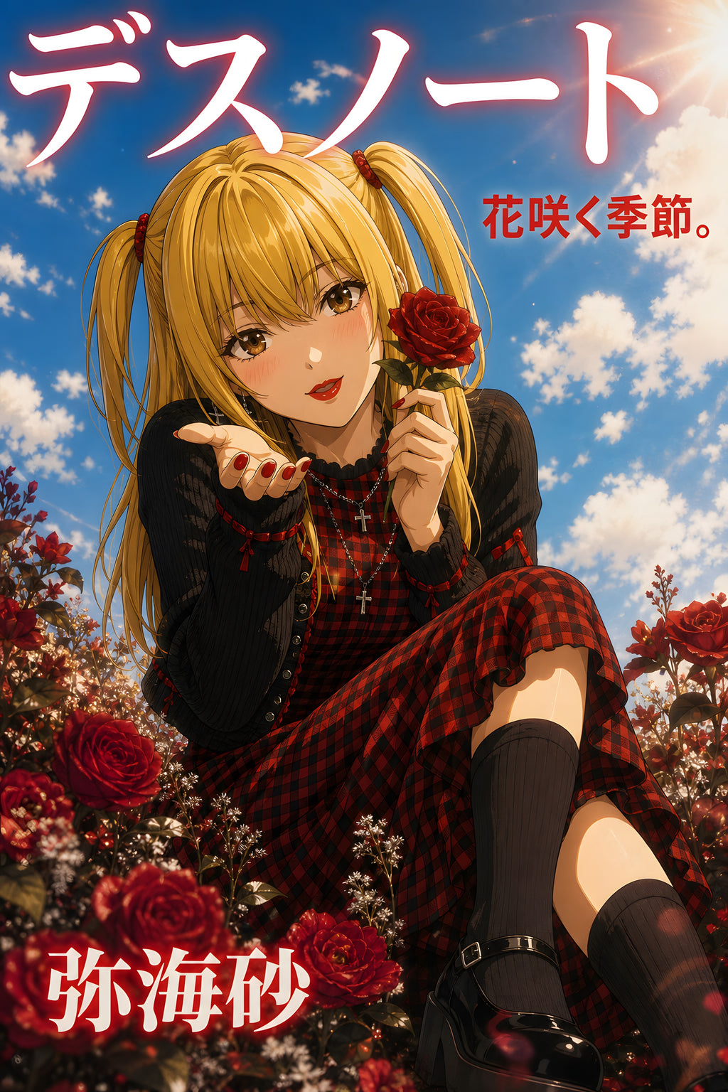 Death Note Misa Red Rose Garden Anime Poster — raw