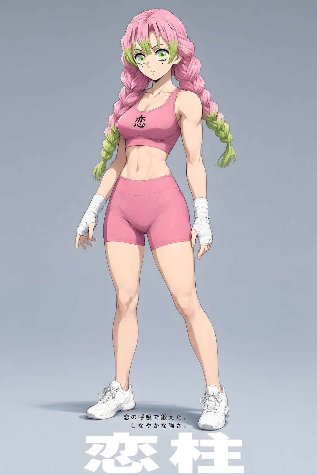 Demon Slayer Mitsuri Pink Athletic Portrait Anime Poster — raw