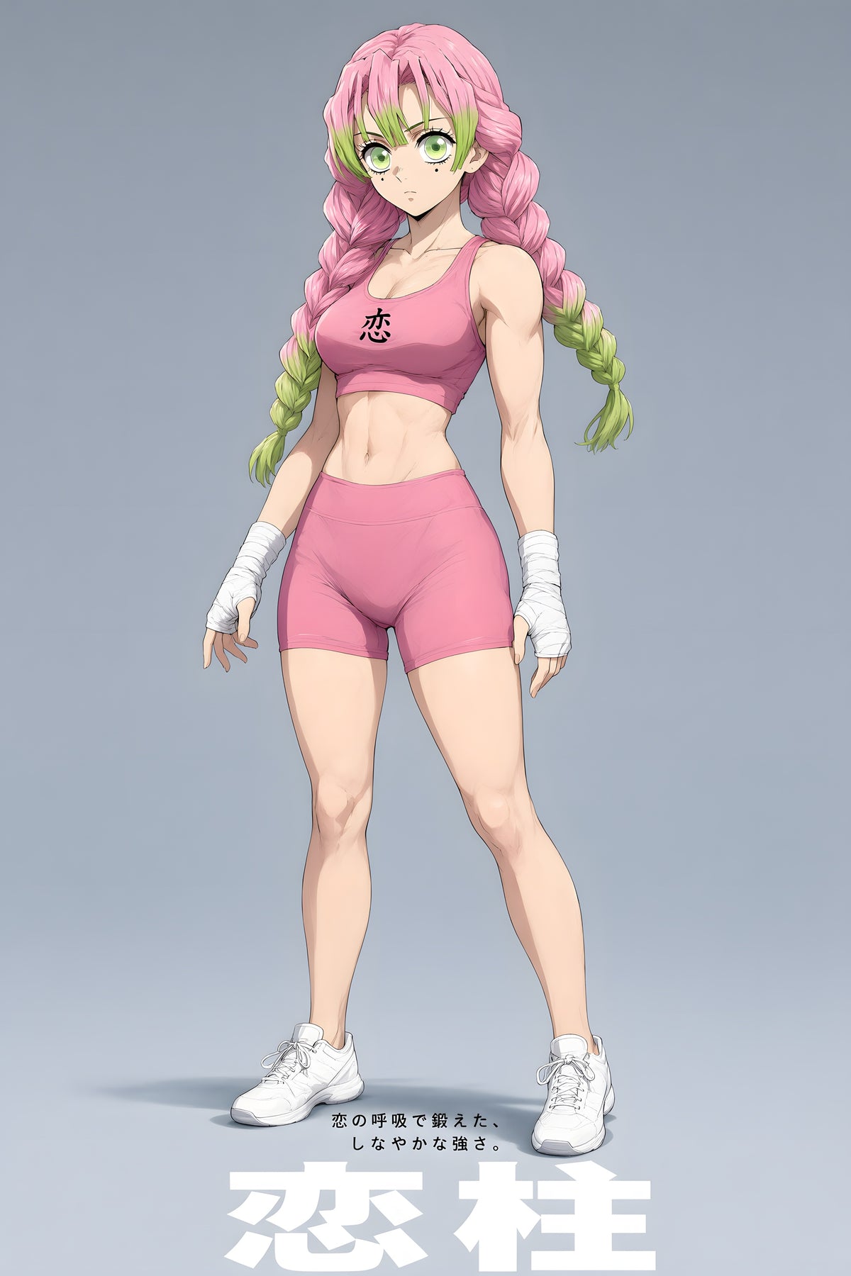 Demon Slayer Mitsuri Pink Athletic Portrait Anime Poster — raw