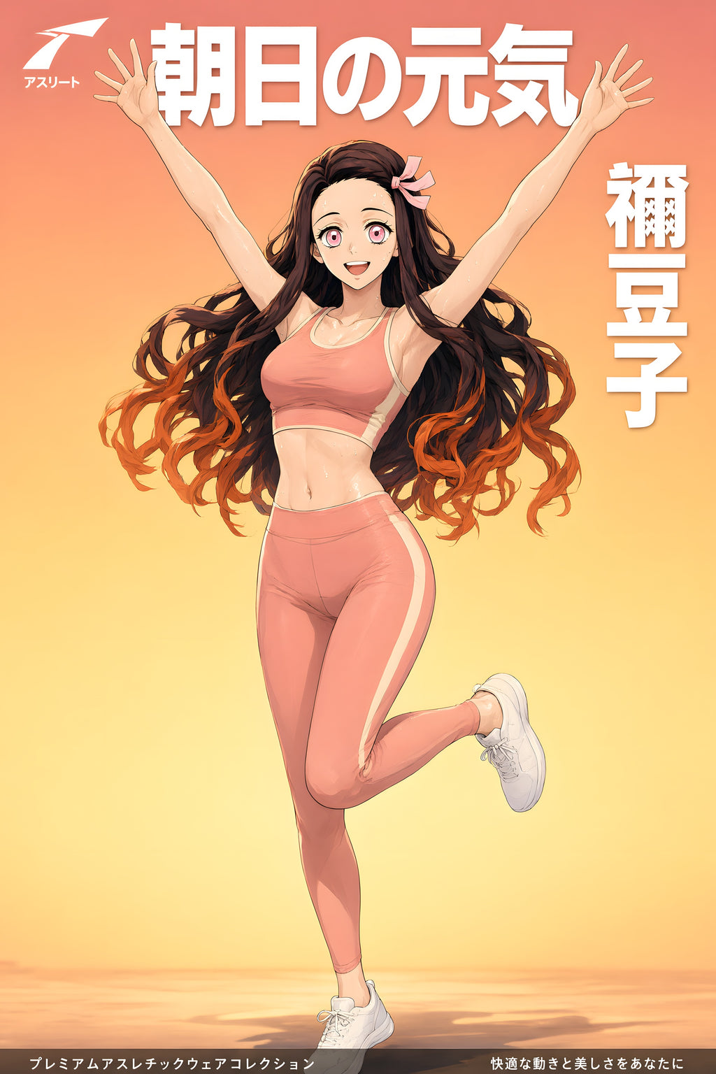 Demon Slayer Nezuko Kamado Pink Activewear Anime Poster — raw