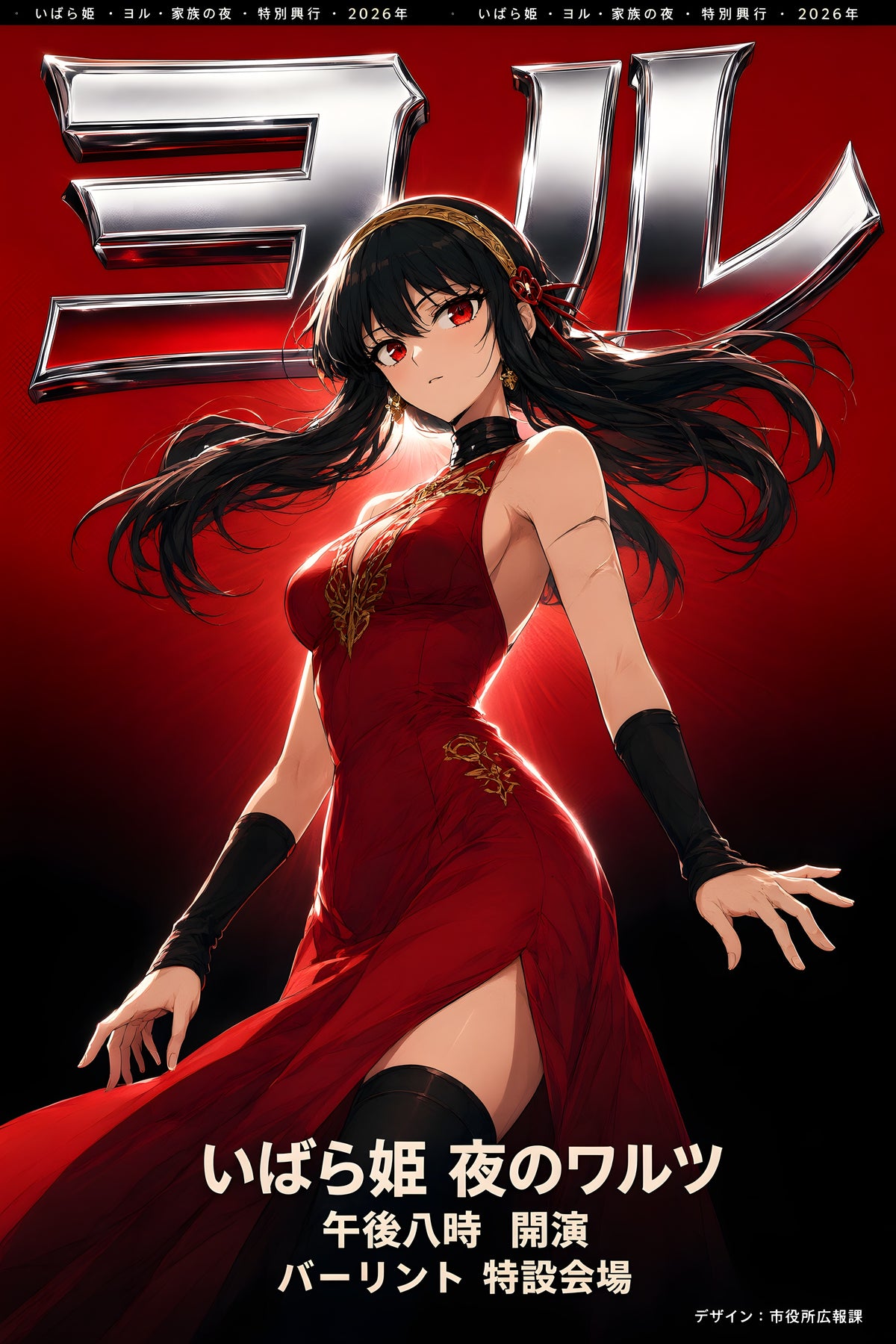 Spy x Family Yor Crimson Chrome Dress Portrait Anime Poster — raw