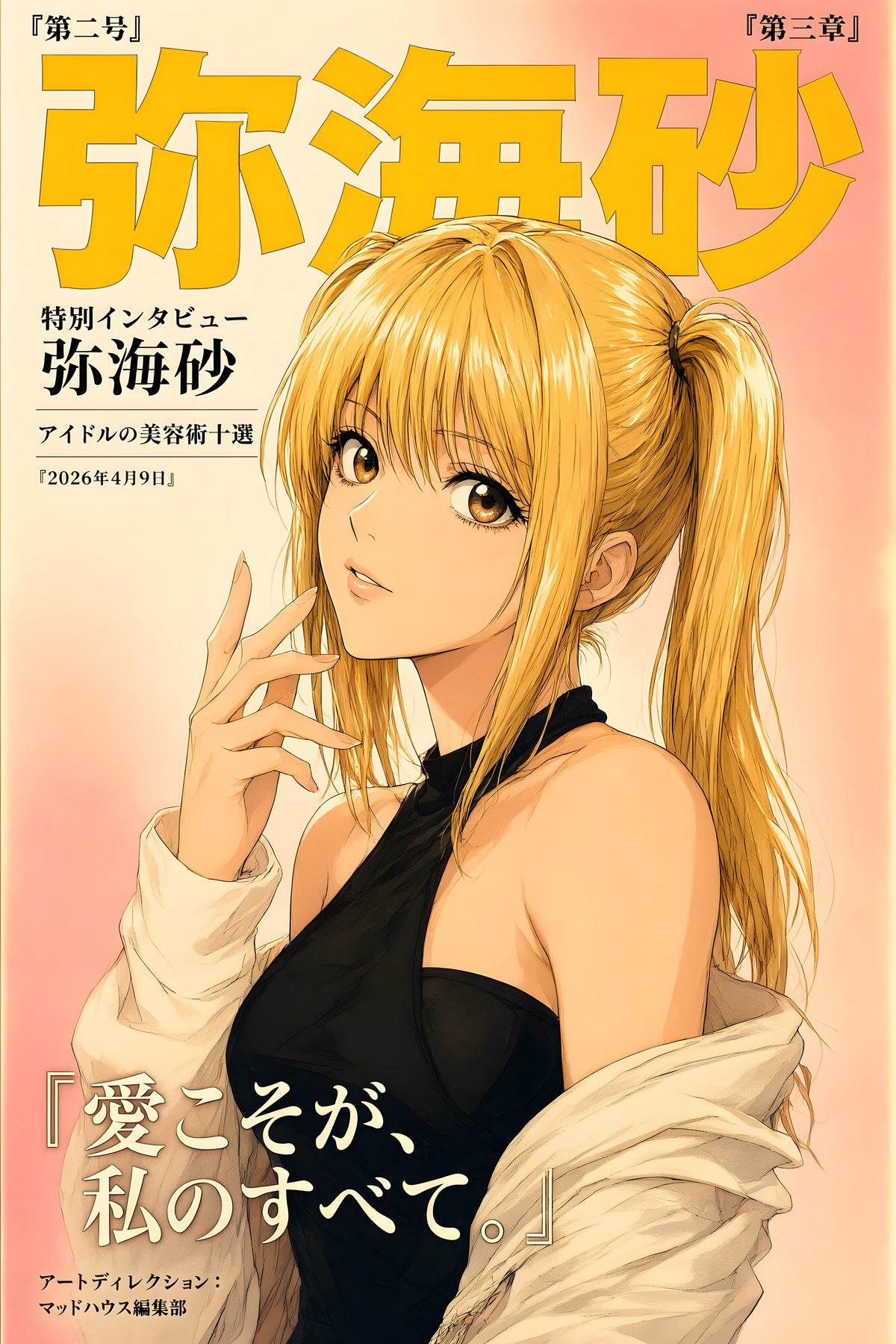 Death Note Misa Gold Editorial Portrait Anime Poster — raw