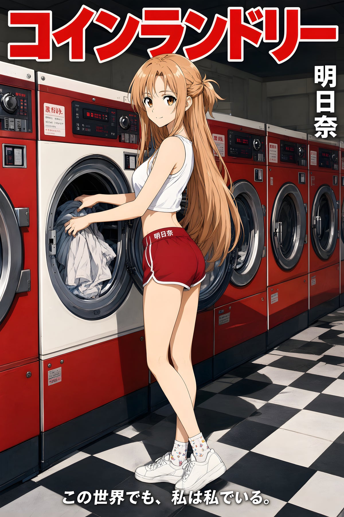 Sword Art Online Asuna Red Coin Laundry Anime Poster — raw