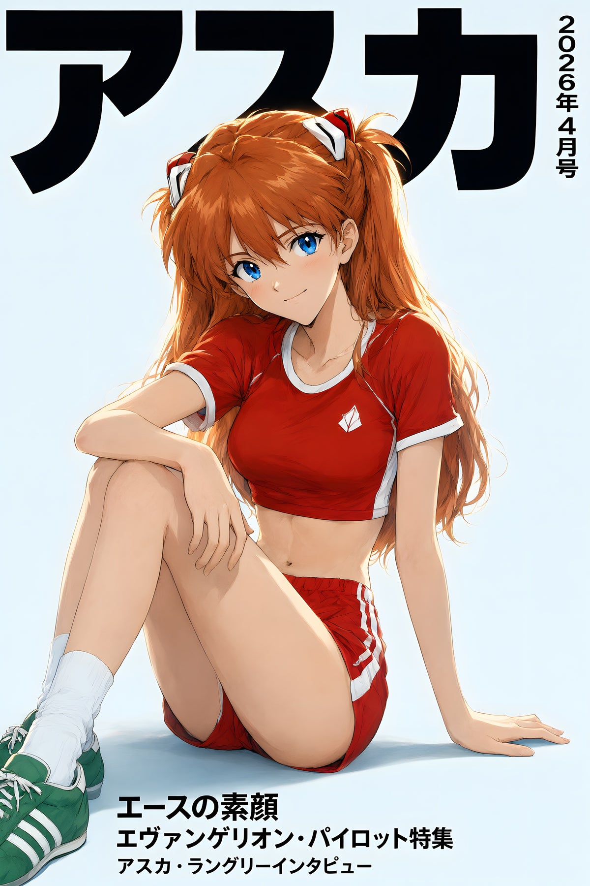 Evangelion Asuka Red Sports Cover Anime Poster — raw